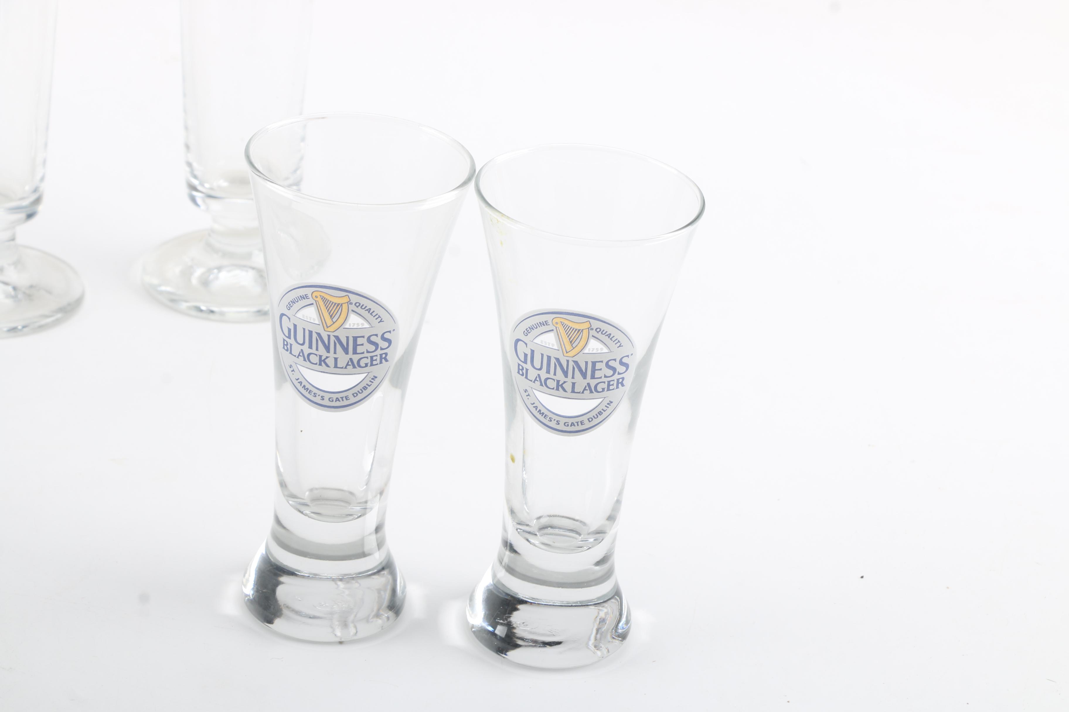 Guinness Advertised Pilsner Glasses and Tall Beer Glasses