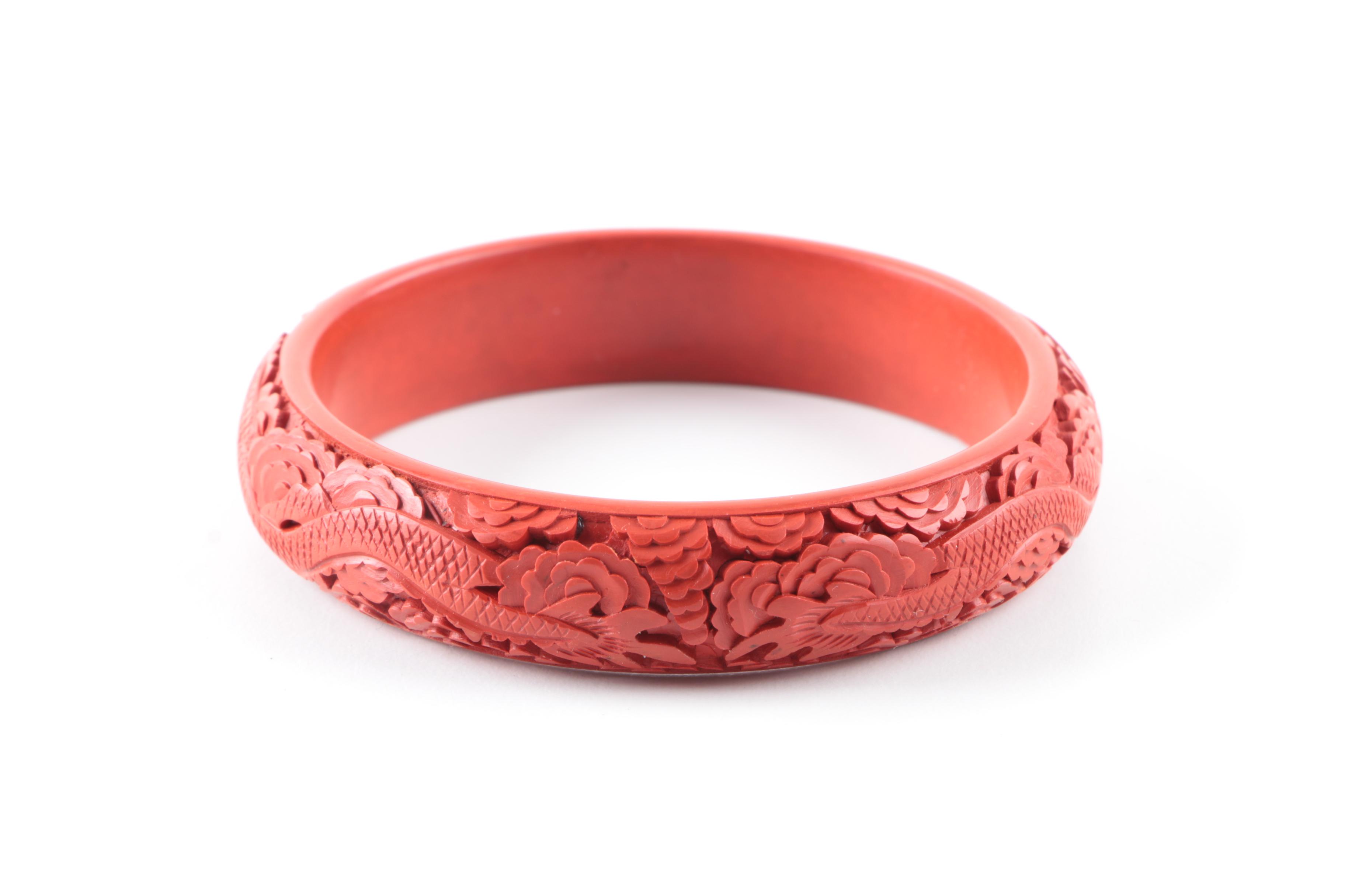 Cinnabar Bangle Bracelets and Necklace