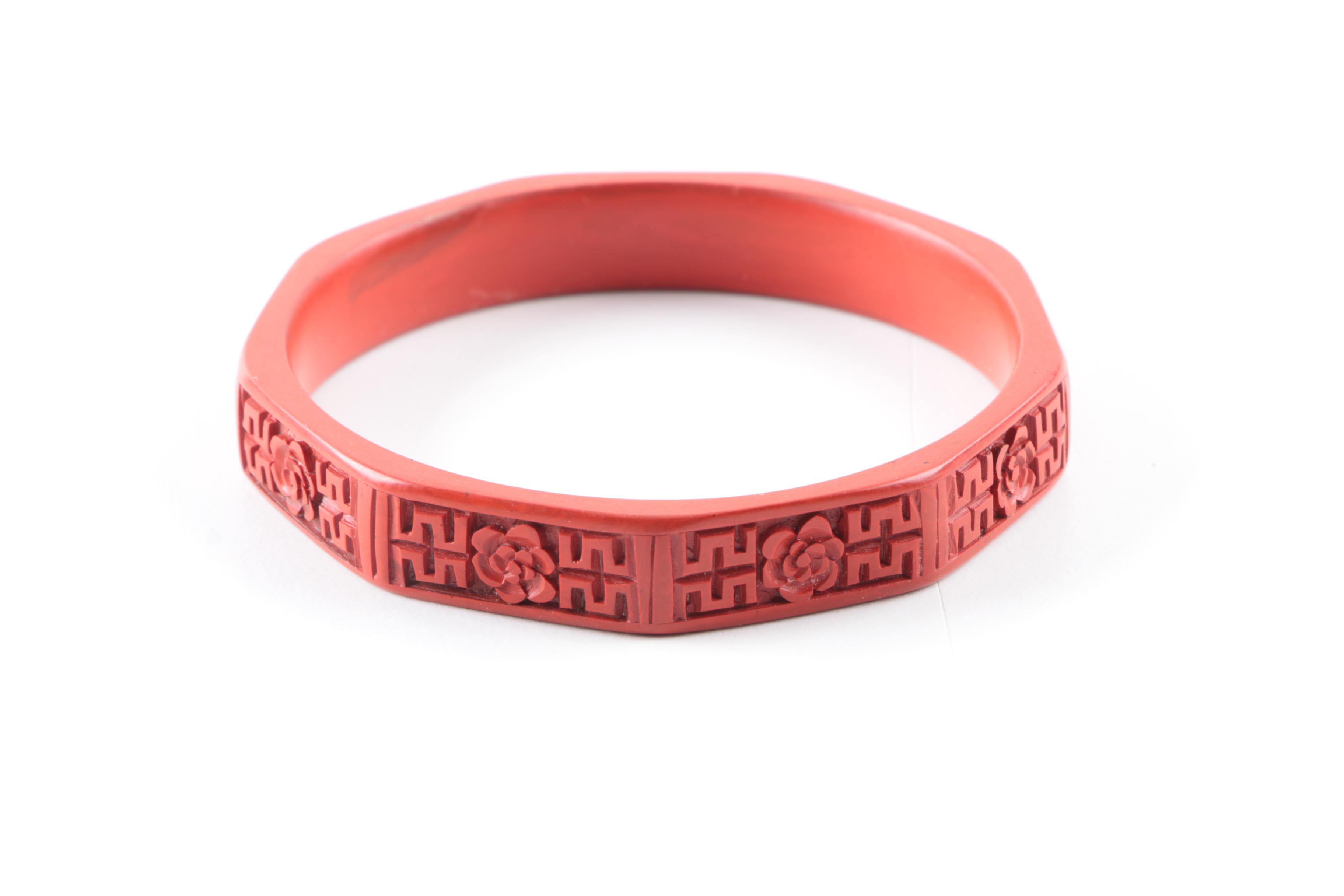 Cinnabar Bangle Bracelets and Necklace