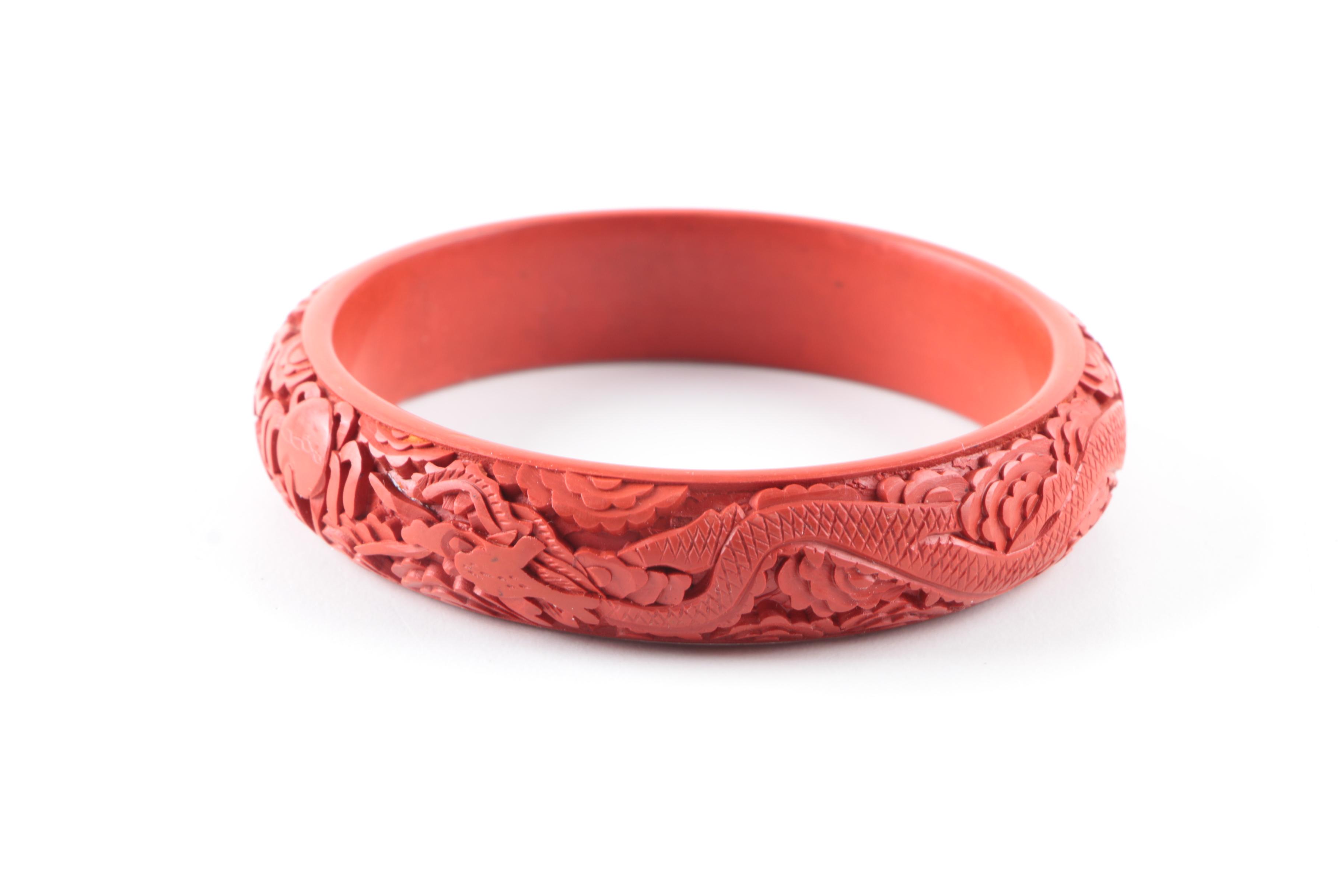 Cinnabar Bangle Bracelets and Necklace