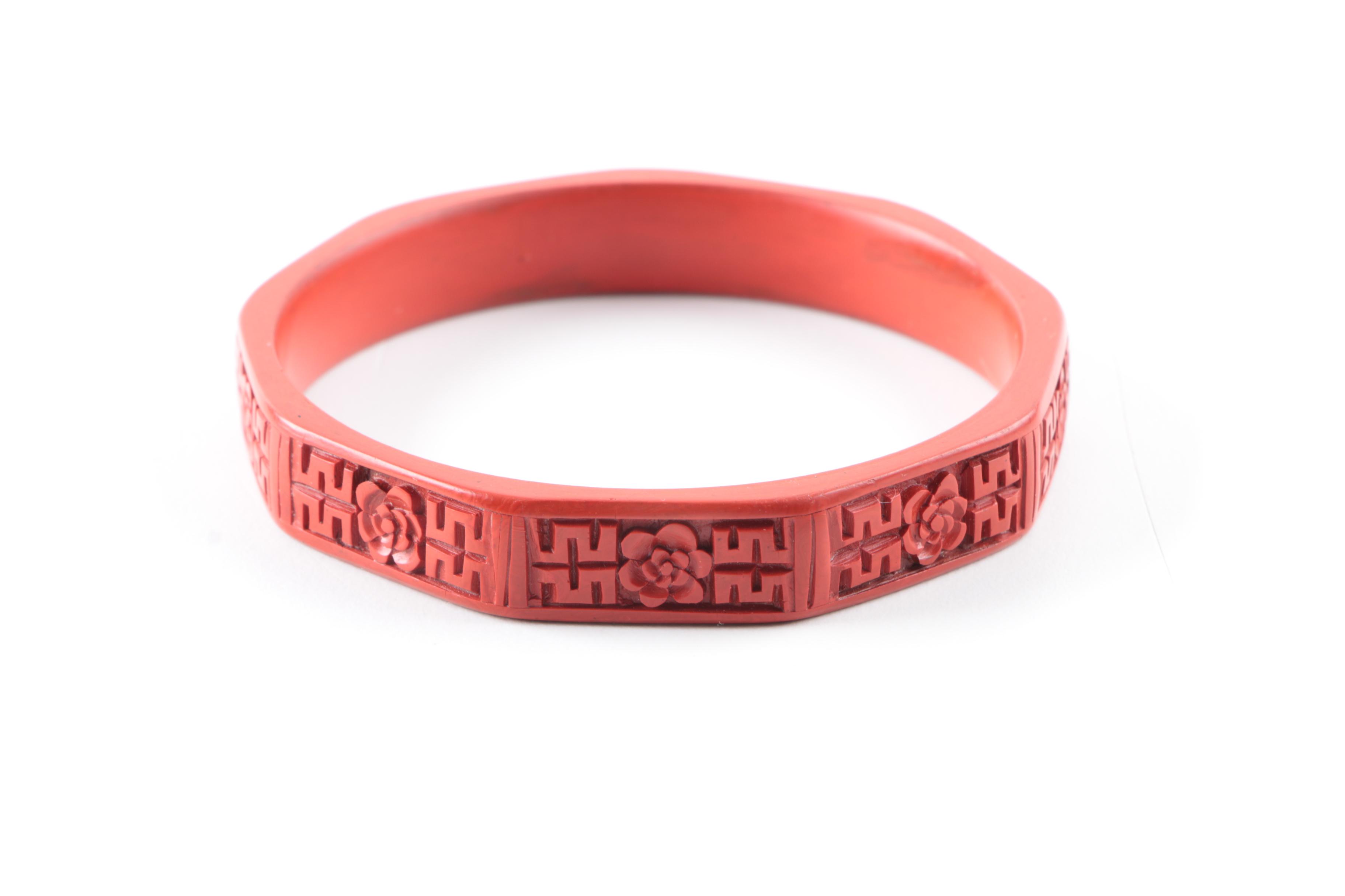 Cinnabar Bangle Bracelets and Necklace