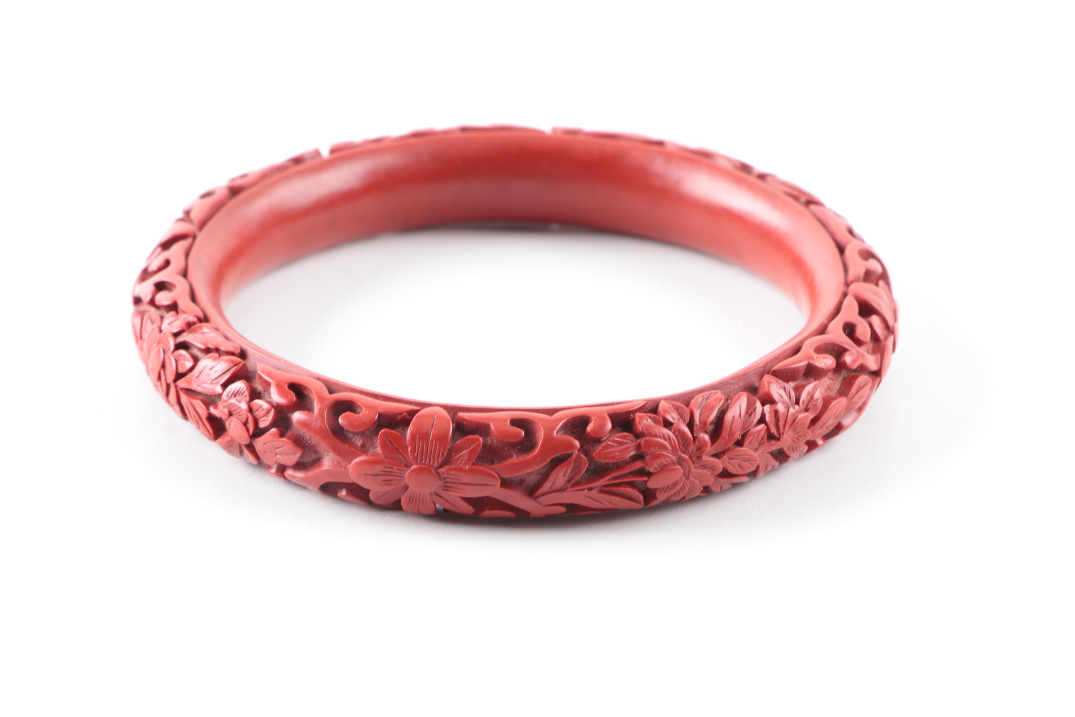 Cinnabar Bangle Bracelets and Necklace