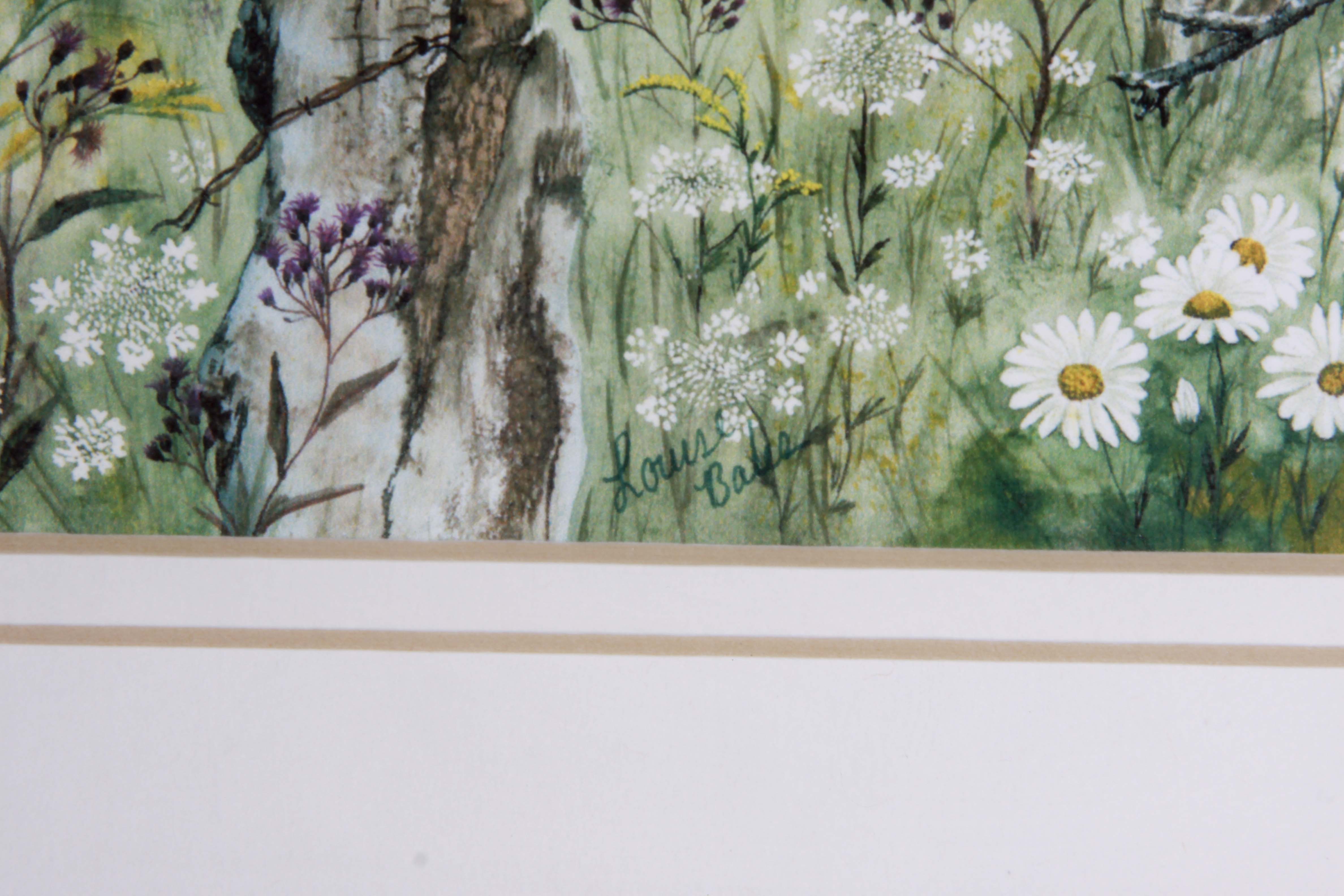 Louise Bales Signed Watercolor "Fall Bluebirds"