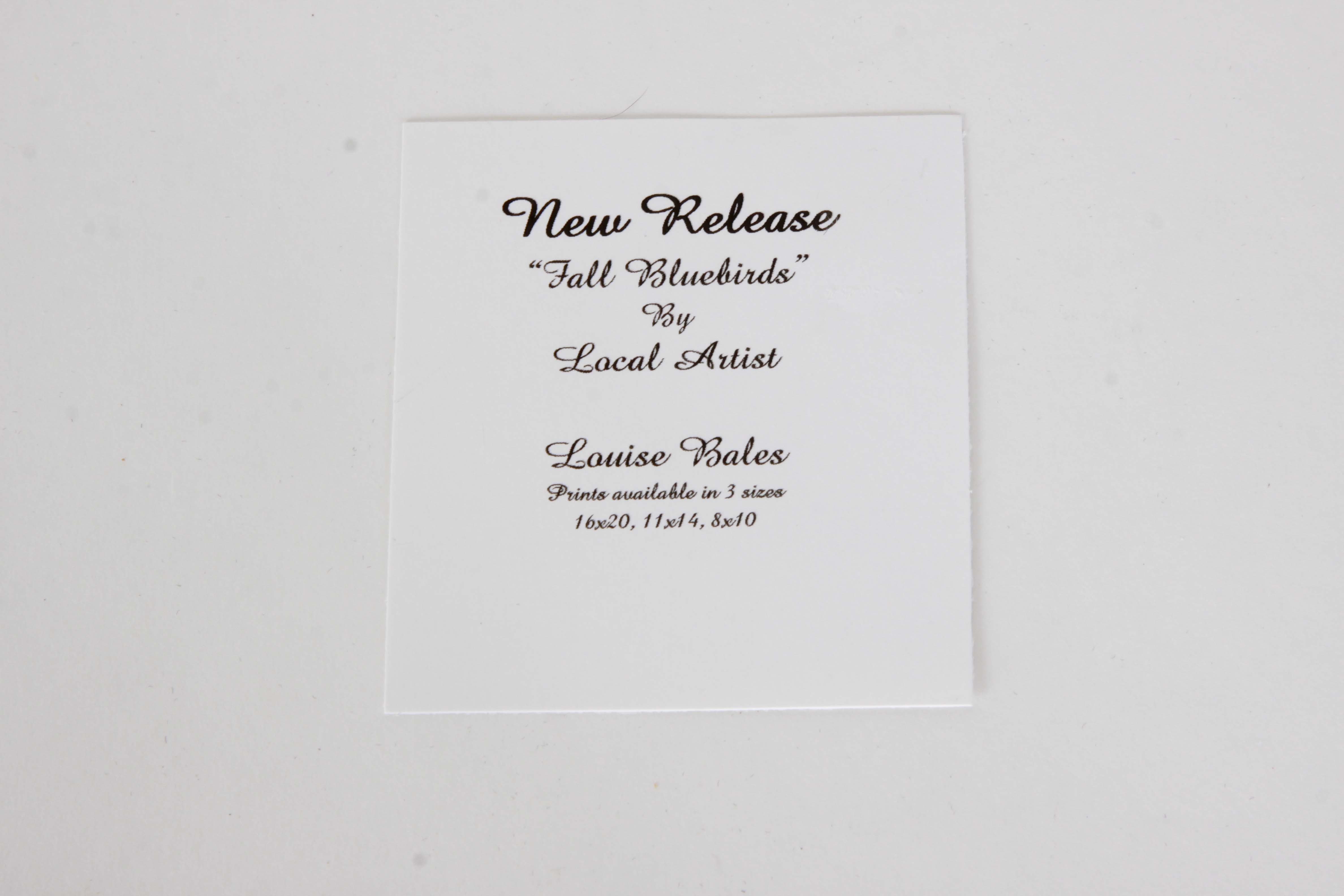 Louise Bales Signed Watercolor "Fall Bluebirds"