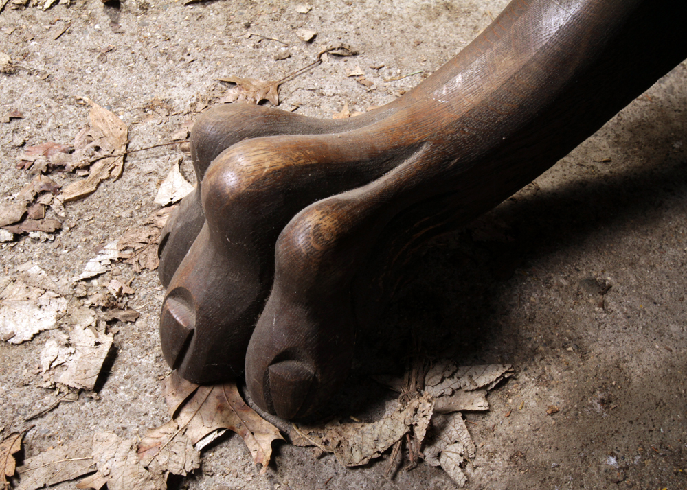 Antique Oak Claw Foot Pedestal Table
