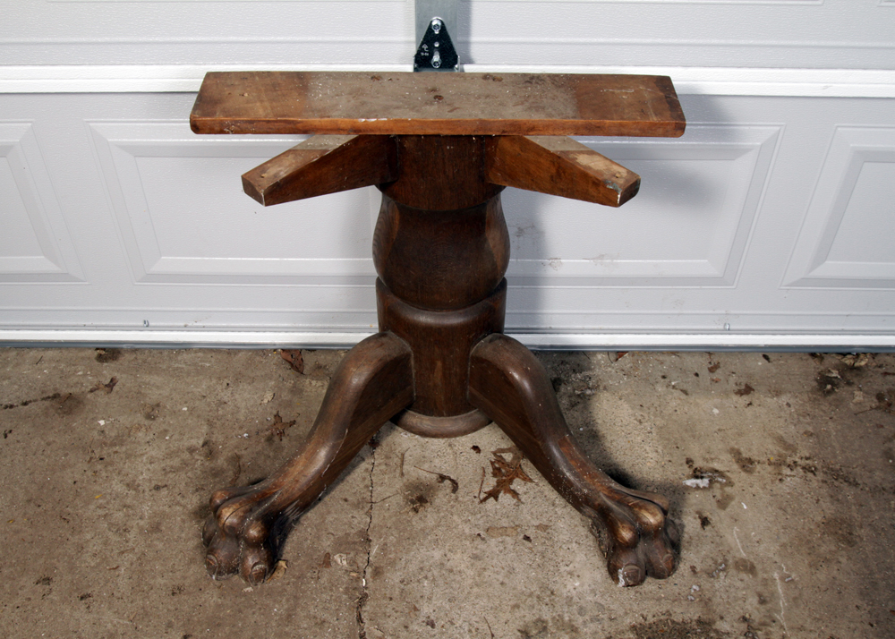 Antique Oak Claw Foot Pedestal Table