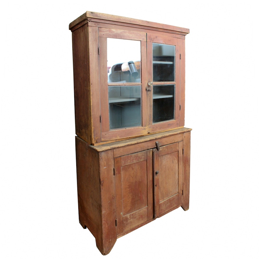 Antique Primitive Handmade Poplar Hutch