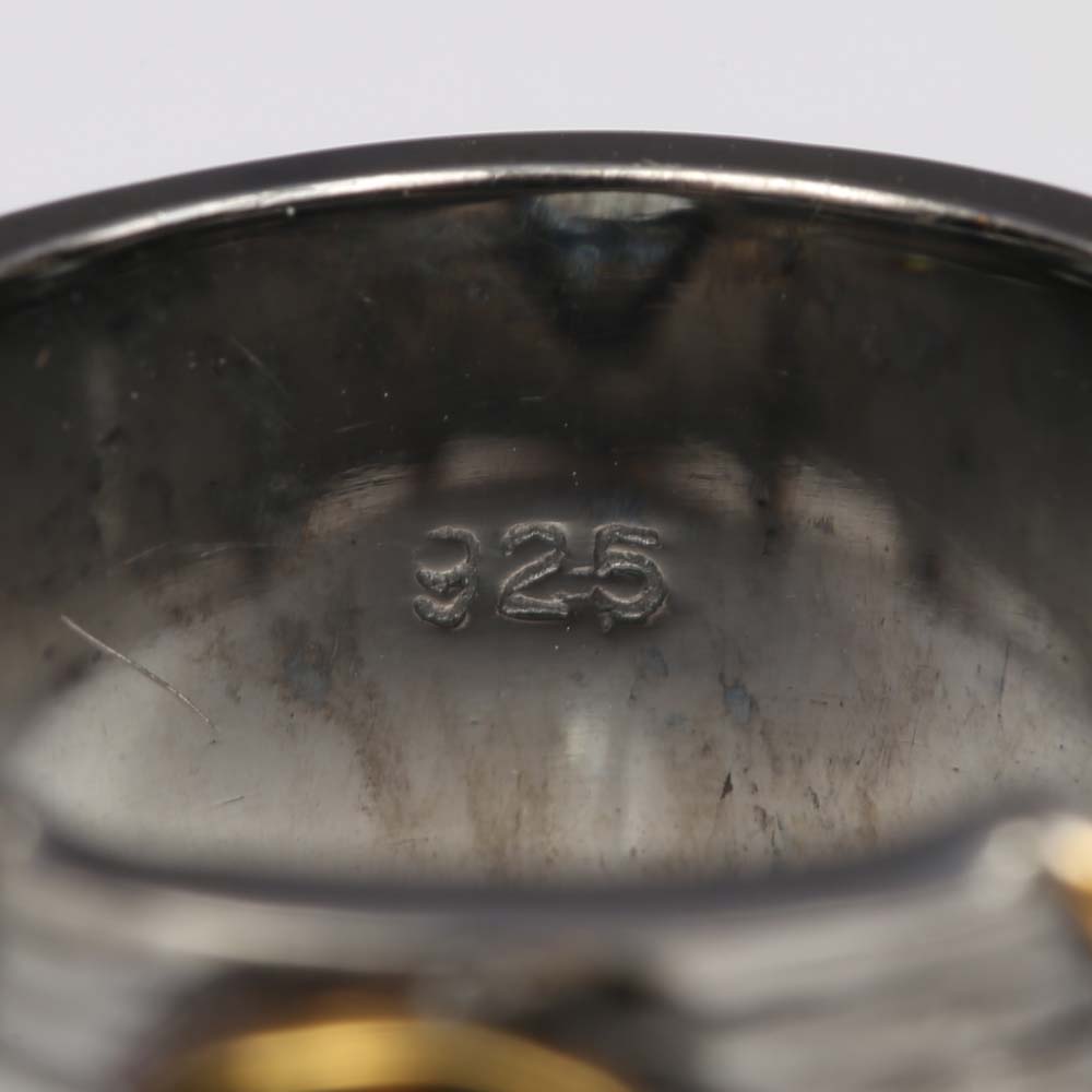 Oxidized Sterling Silver Blue Topaz and Peridot Band