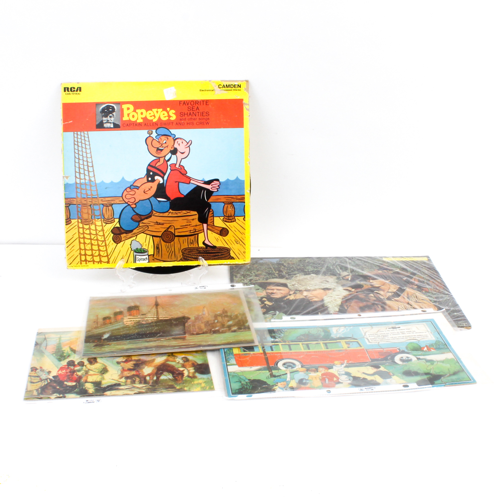 Vintage Puzzles Including Davy Crockett and Chevrolet Promotional Piece