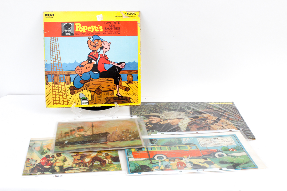 Vintage Puzzles Including Davy Crockett and Chevrolet Promotional Piece