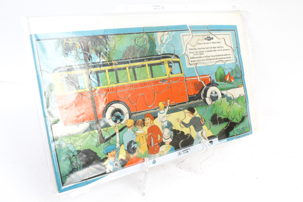 Vintage Puzzles Including Davy Crockett and Chevrolet Promotional Piece