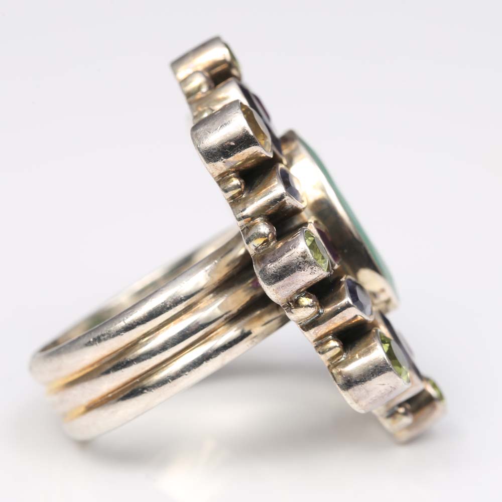 Sterling Silver Multi-Gemstone Ring