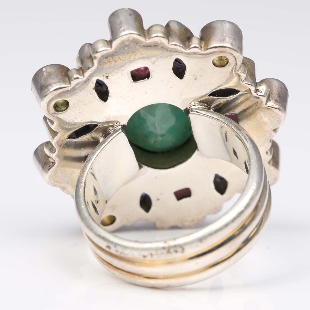 Sterling Silver Multi-Gemstone Ring