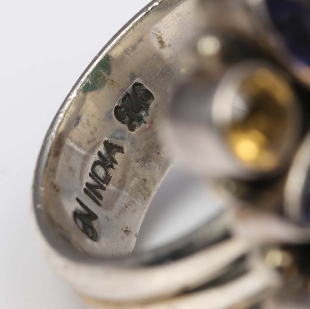 Sterling Silver Multi-Gemstone Ring