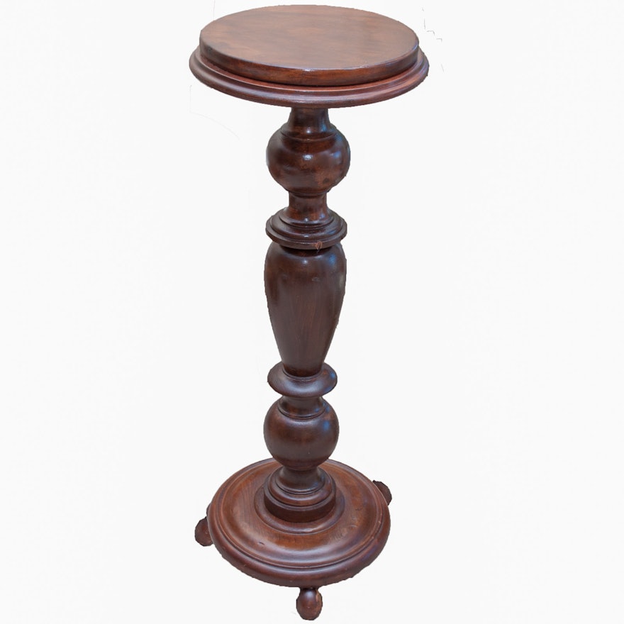 Antique Tall Turned Wood Pedestal