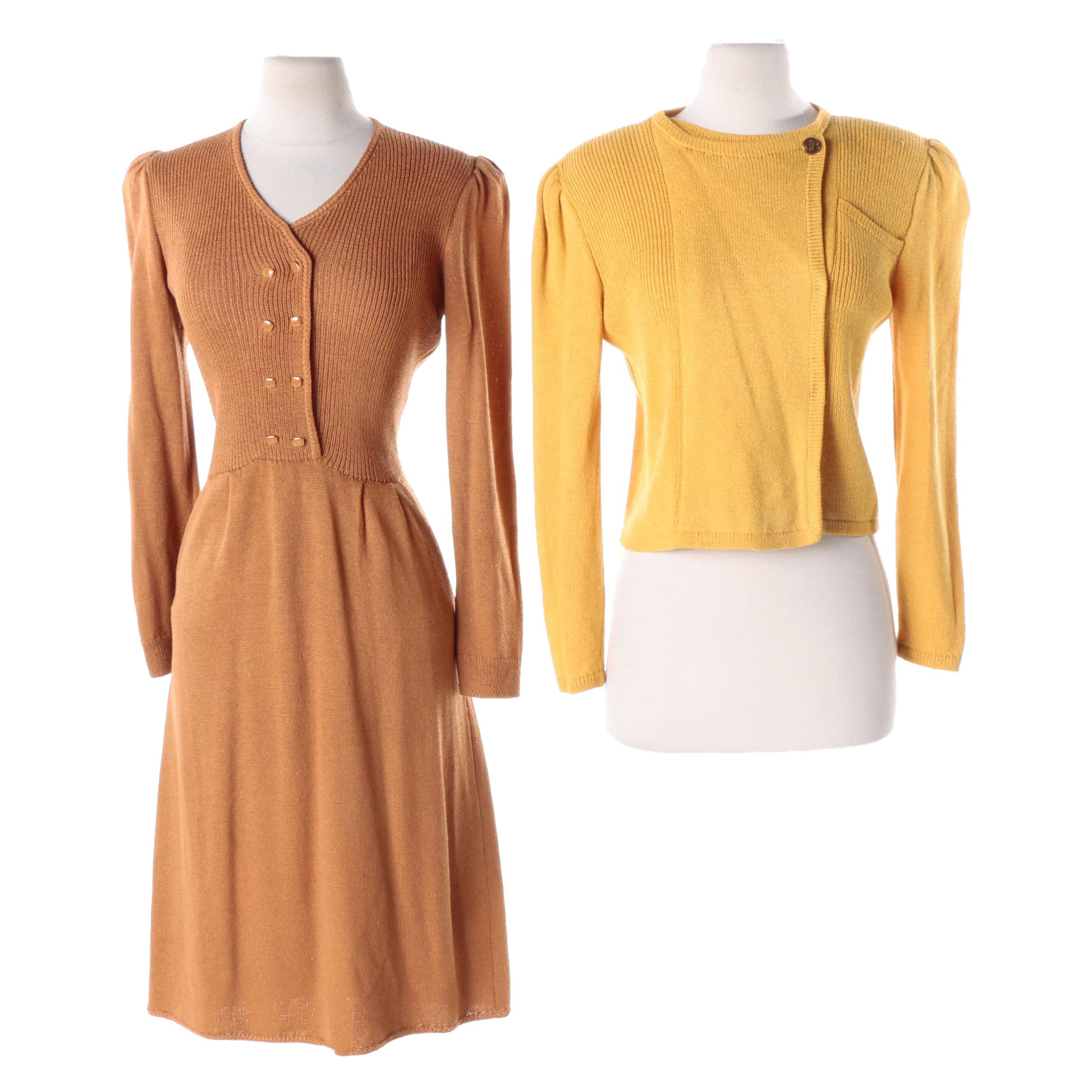 1970s Vintage St. John by Marie Gray Knit Cardigan and Dress