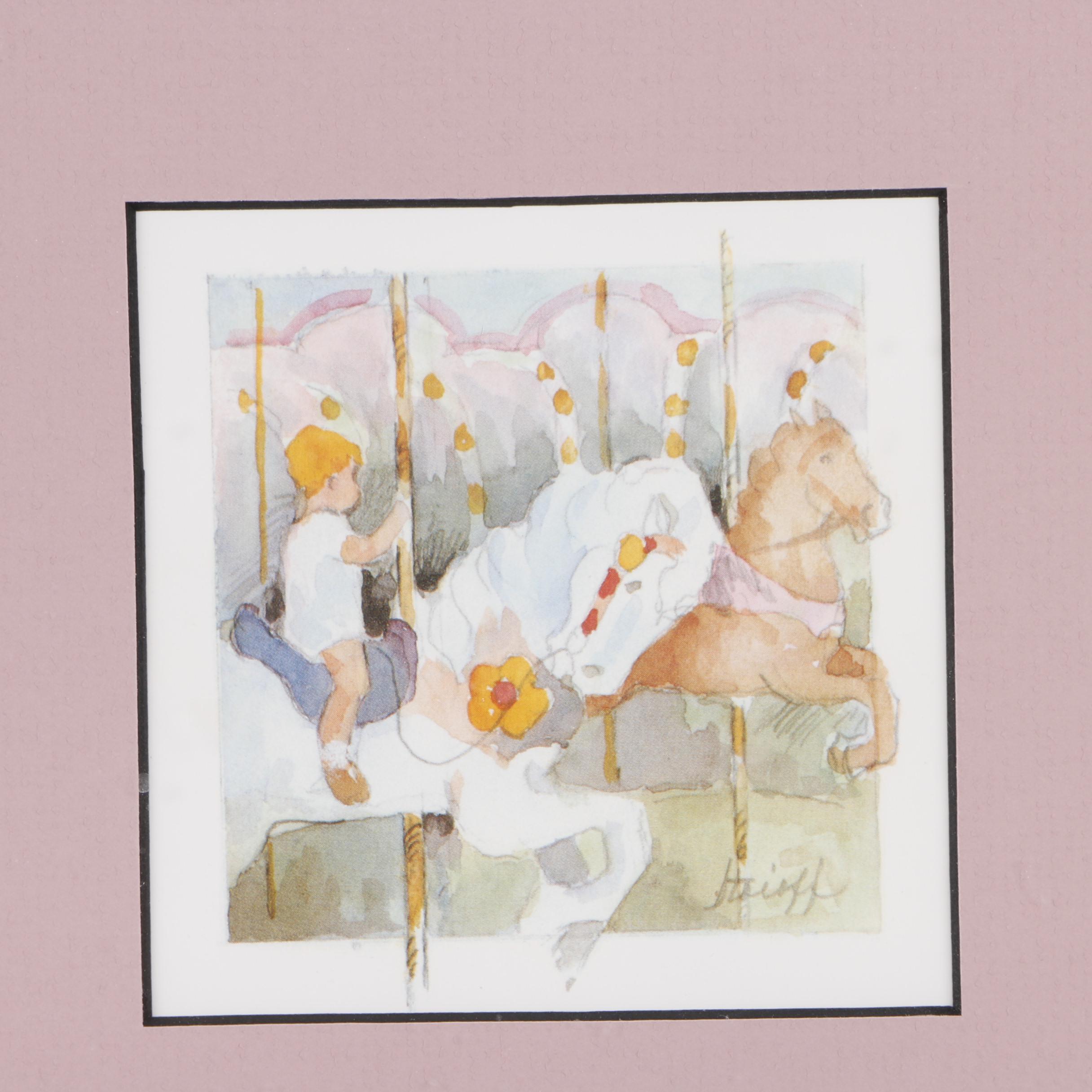 Offset Lithographs After Colleen Stoioff Paintings of Carousel Horses