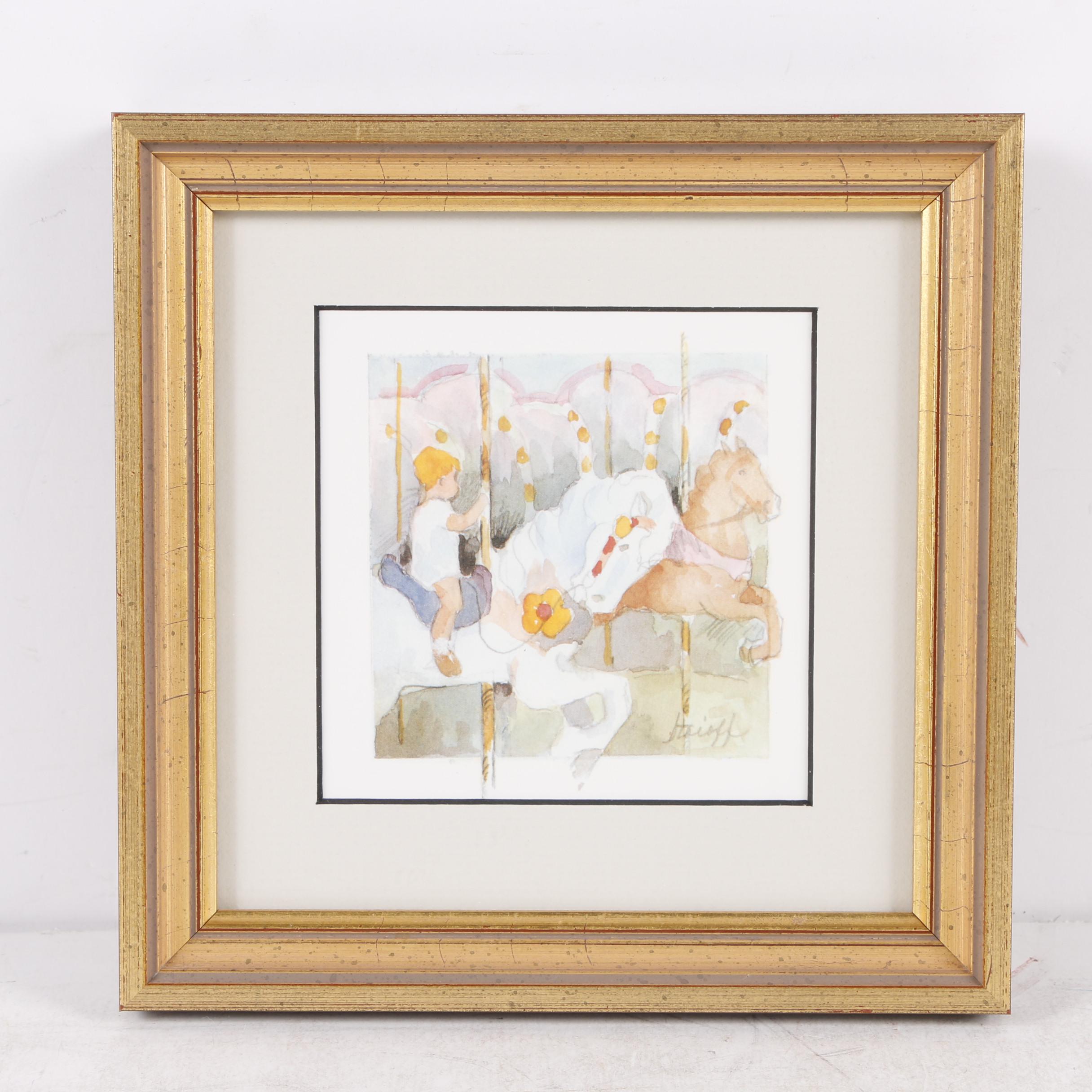 Offset Lithographs After Colleen Stoioff Paintings of Carousel Horses