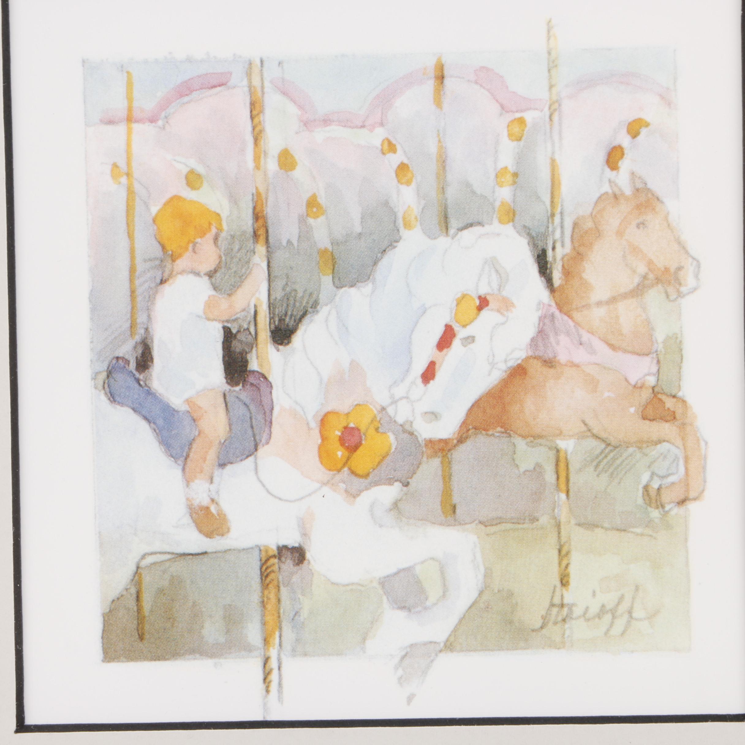 Offset Lithographs After Colleen Stoioff Paintings of Carousel Horses