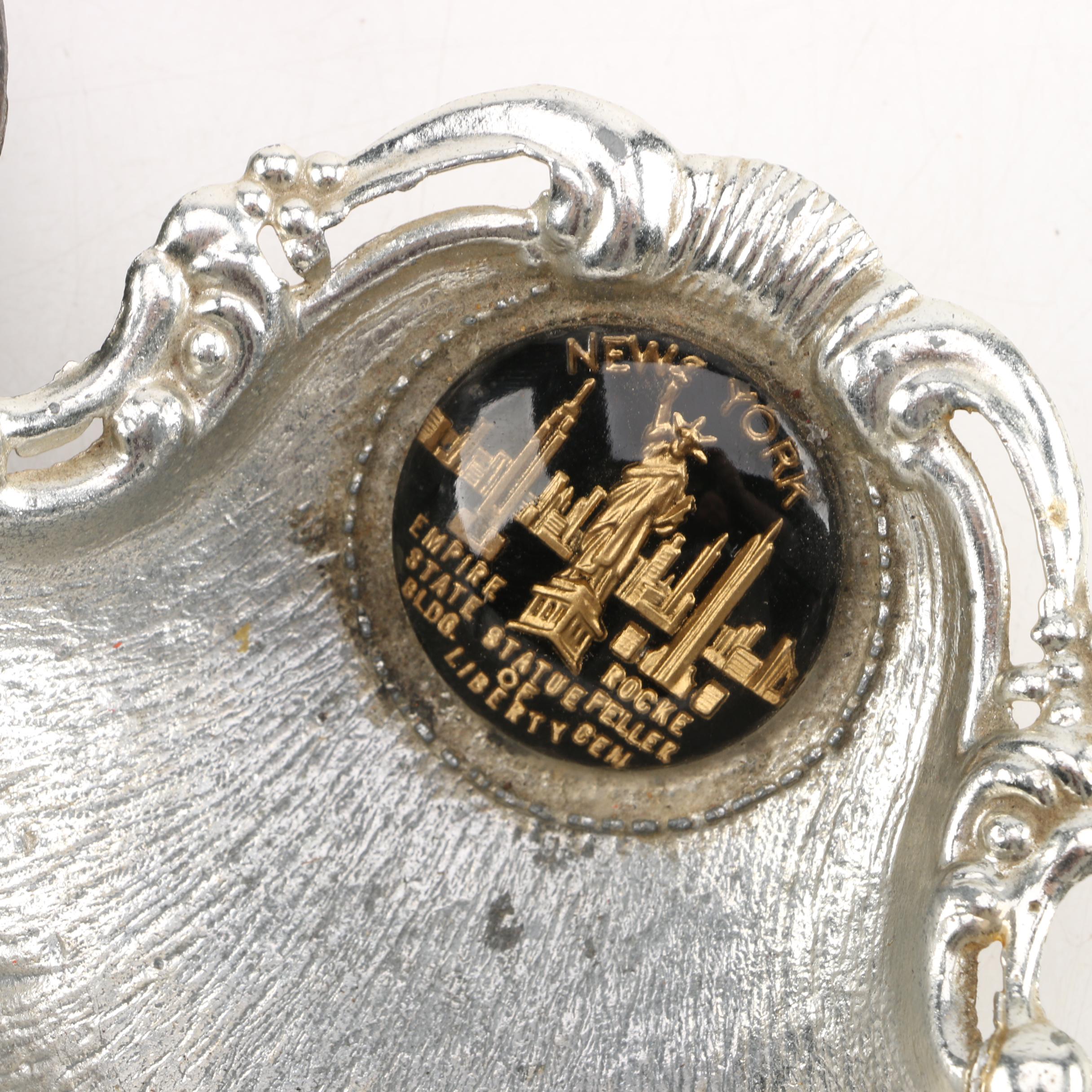 Collection of Circa 1940s Silver Plate and Brass Office Décor