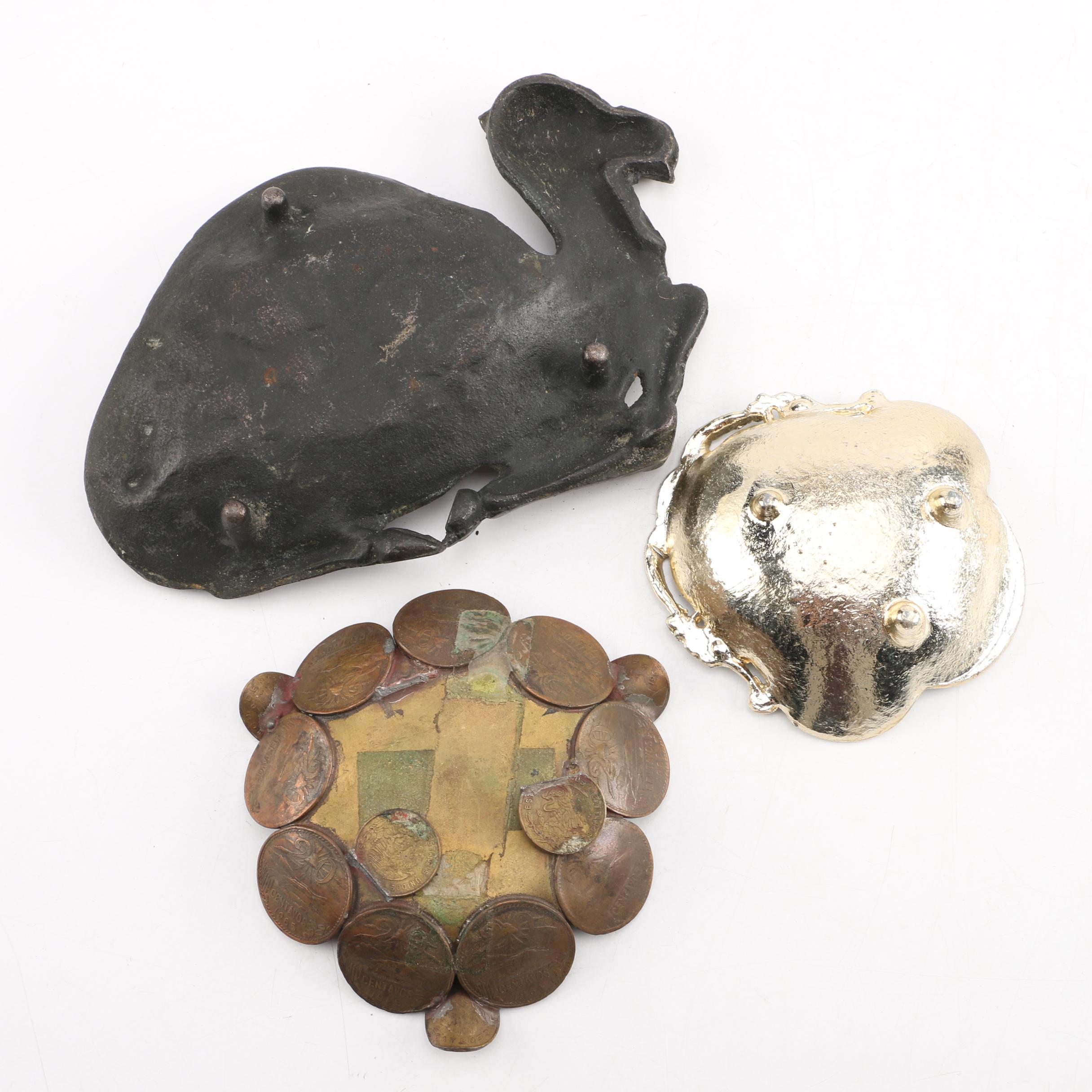 Collection of Circa 1940s Silver Plate and Brass Office Décor