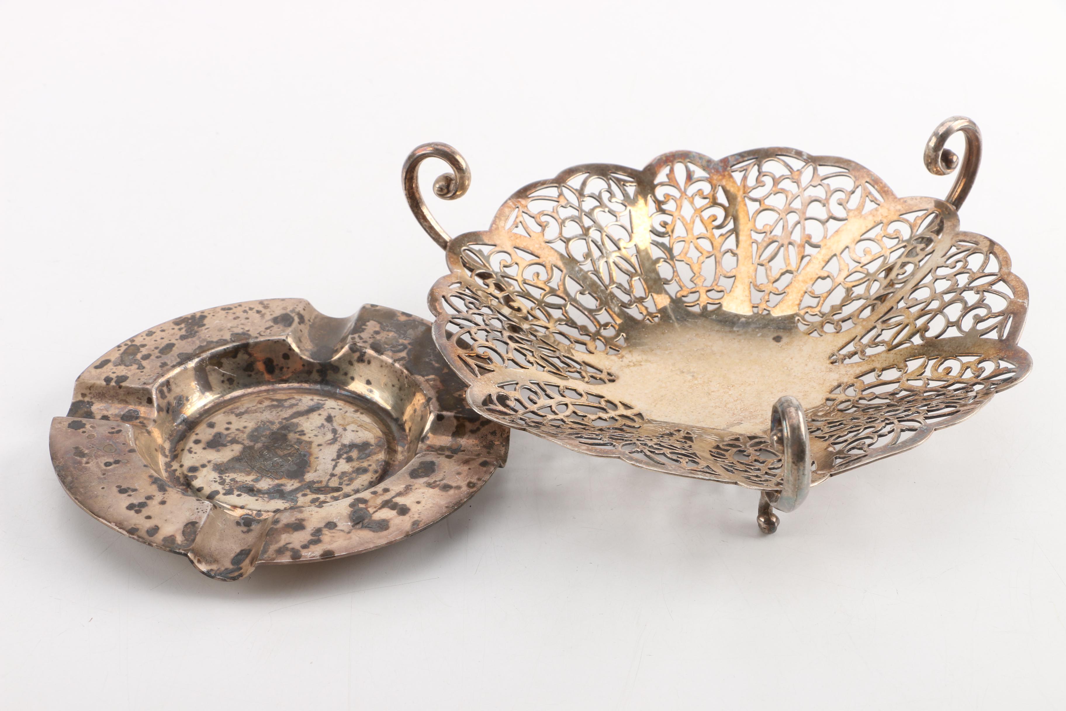 Collection of Circa 1940s Silver Plate and Brass Office Décor