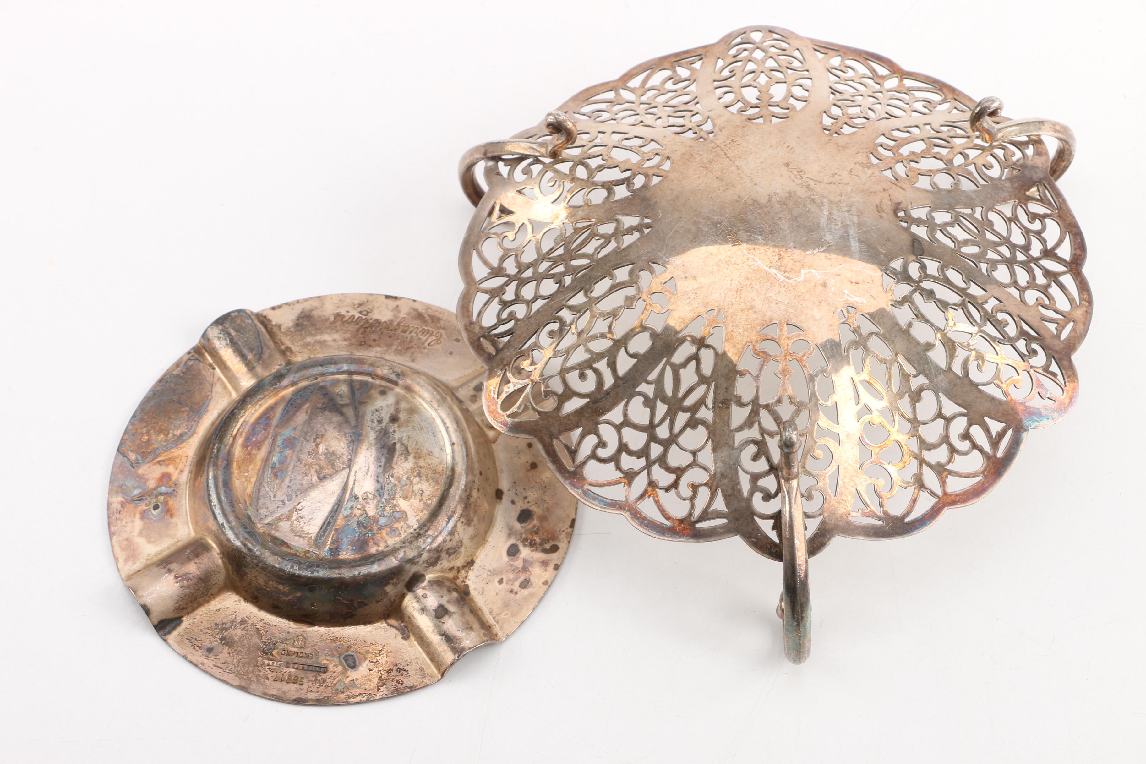 Collection of Circa 1940s Silver Plate and Brass Office Décor