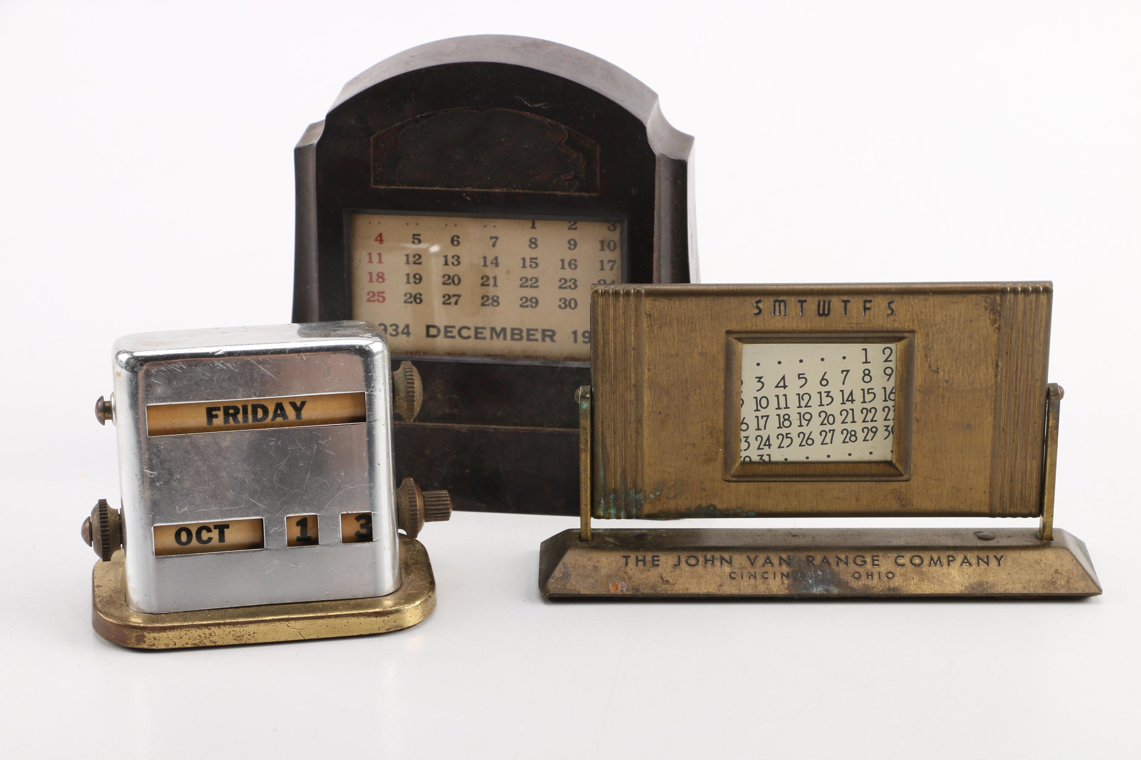 Collection of Circa 1940s Silver Plate and Brass Office Décor