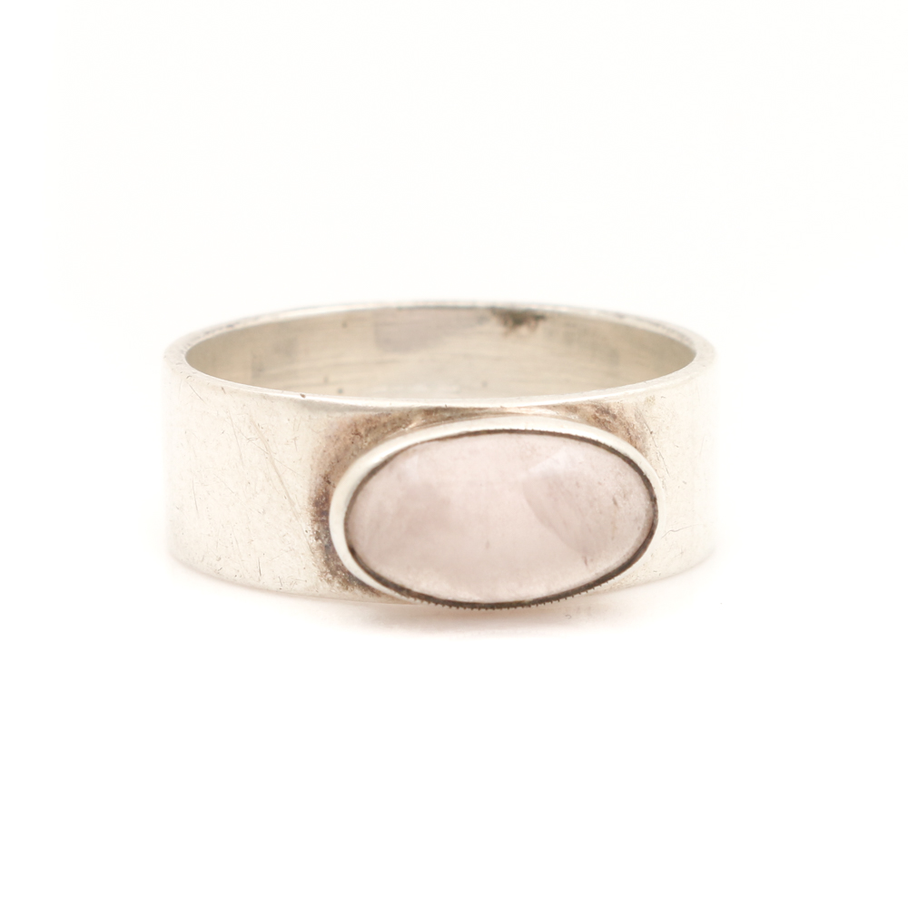 1959 Finnish Handmade Sterling Silver Rose Quartz Ring