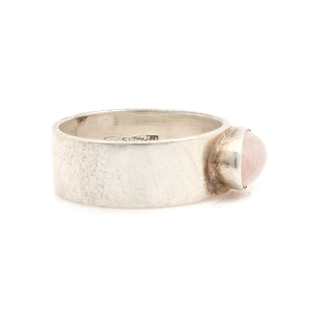 1959 Finnish Handmade Sterling Silver Rose Quartz Ring