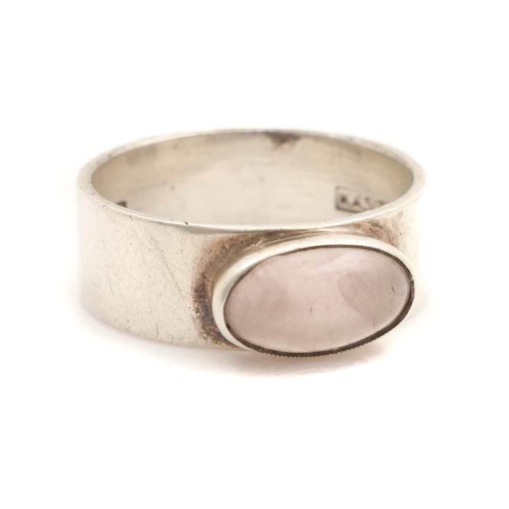 1959 Finnish Handmade Sterling Silver Rose Quartz Ring