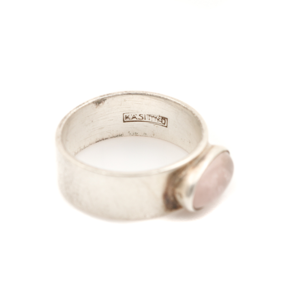 1959 Finnish Handmade Sterling Silver Rose Quartz Ring