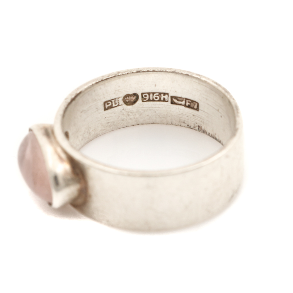 1959 Finnish Handmade Sterling Silver Rose Quartz Ring