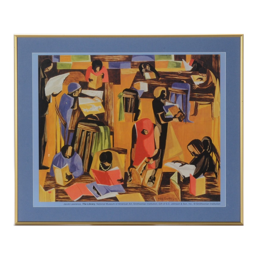 Jacob Lawrence Offset Lithograph Print After "The Library"