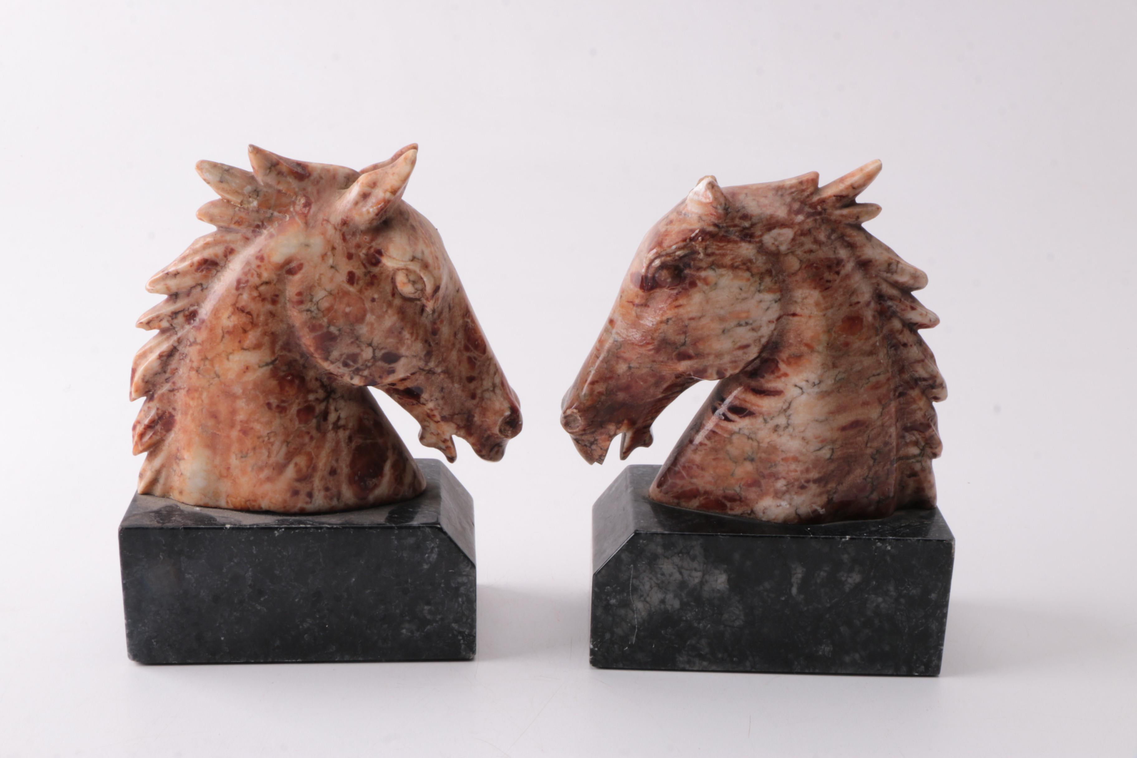 Soapstone Horse Head Bookends