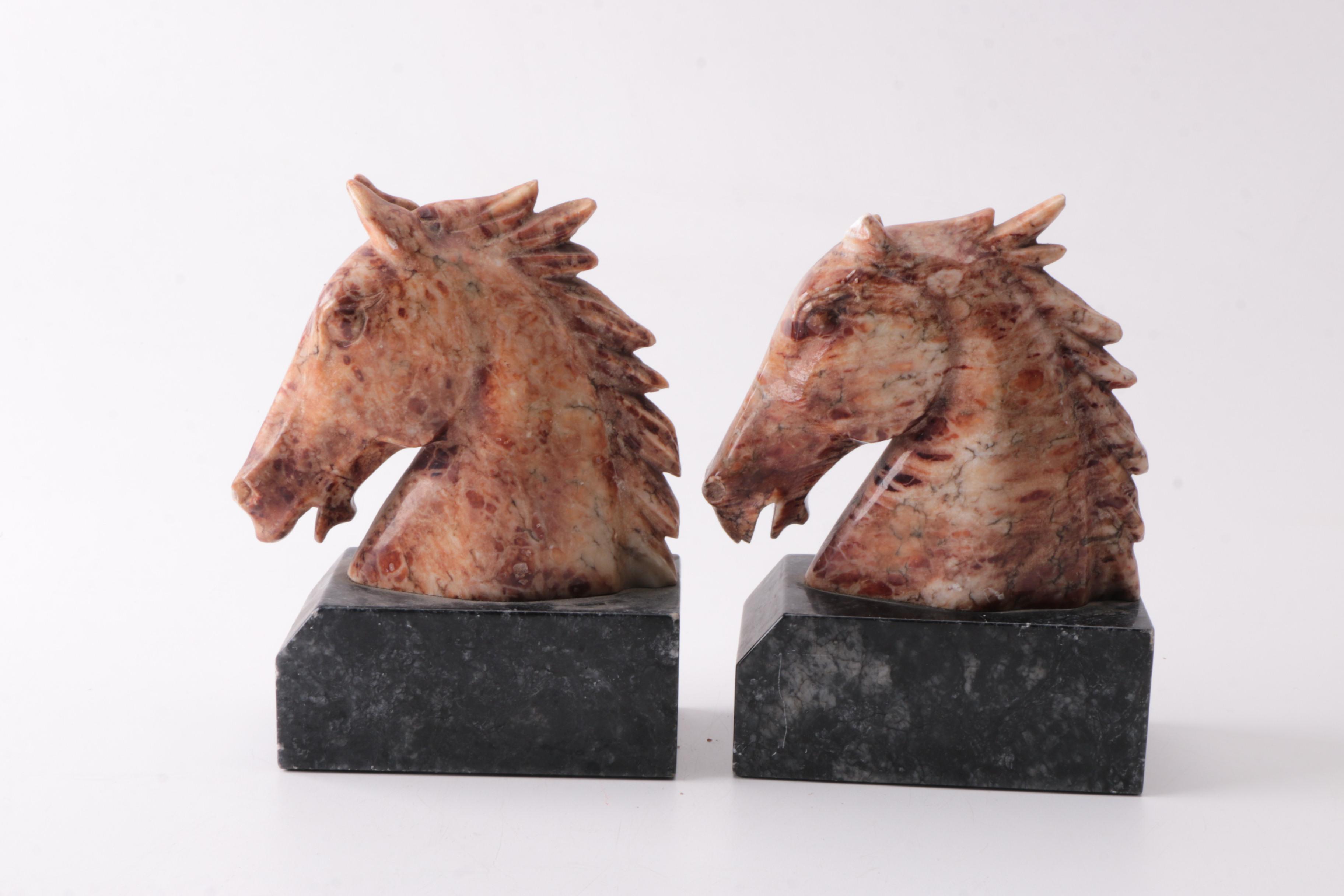 Soapstone Horse Head Bookends
