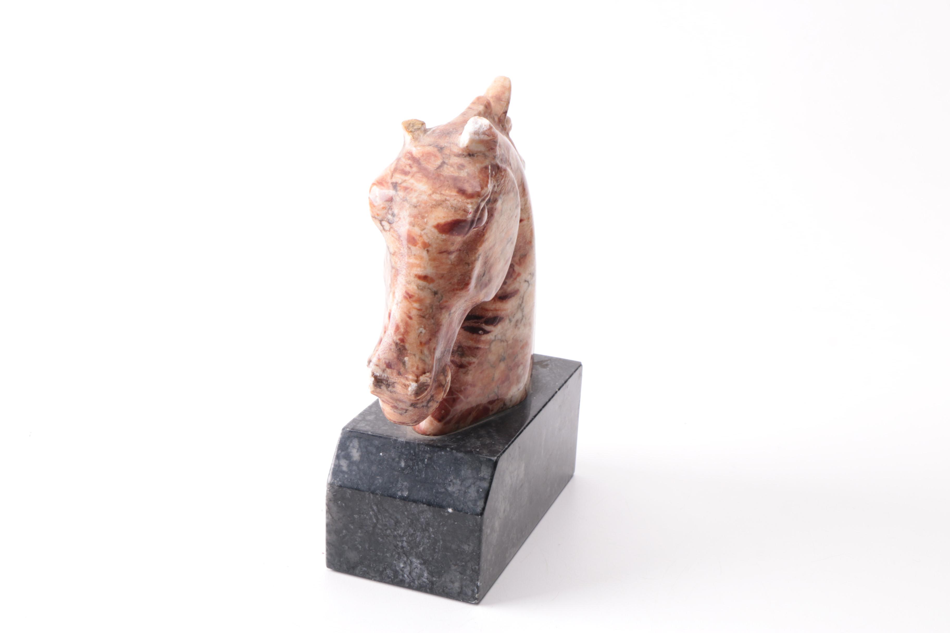 Soapstone Horse Head Bookends