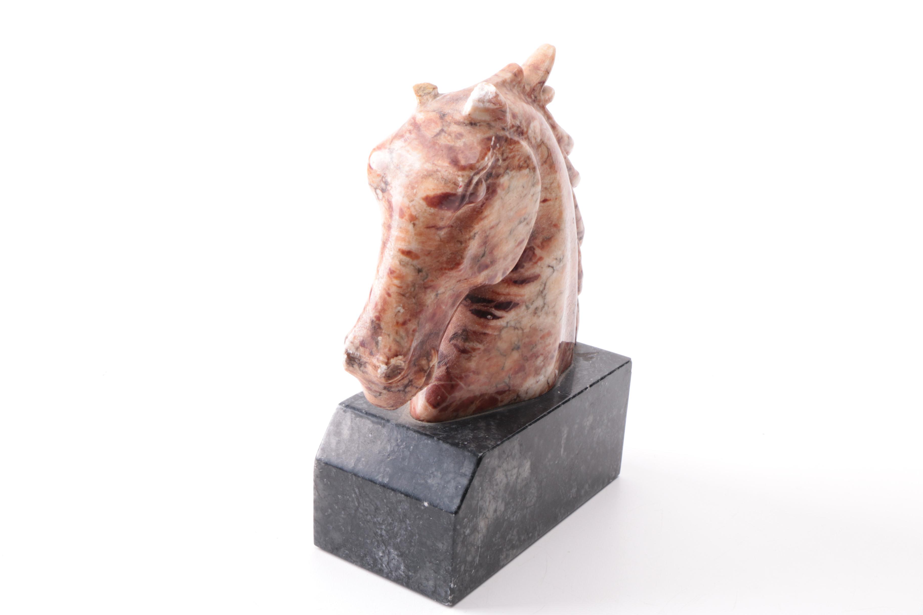 Soapstone Horse Head Bookends