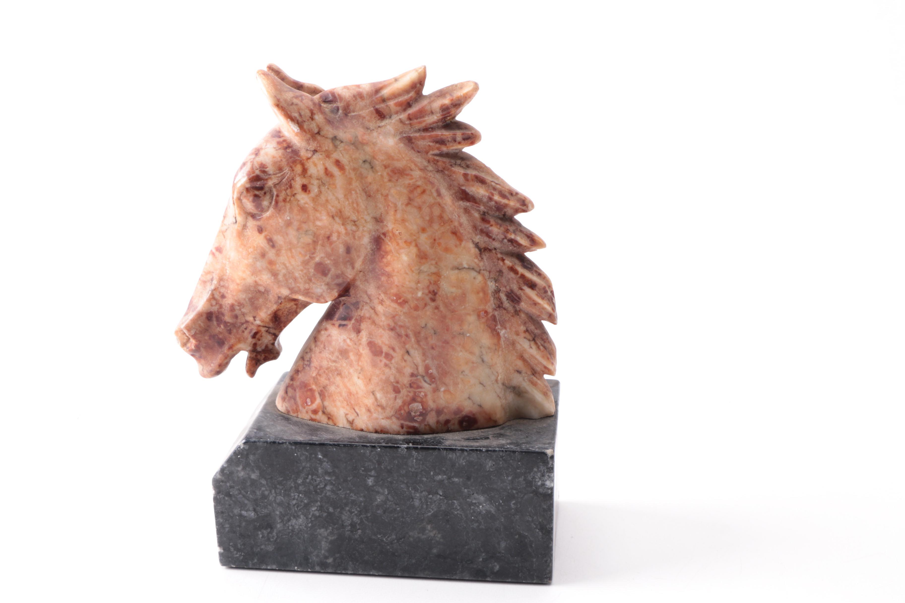 Soapstone Horse Head Bookends