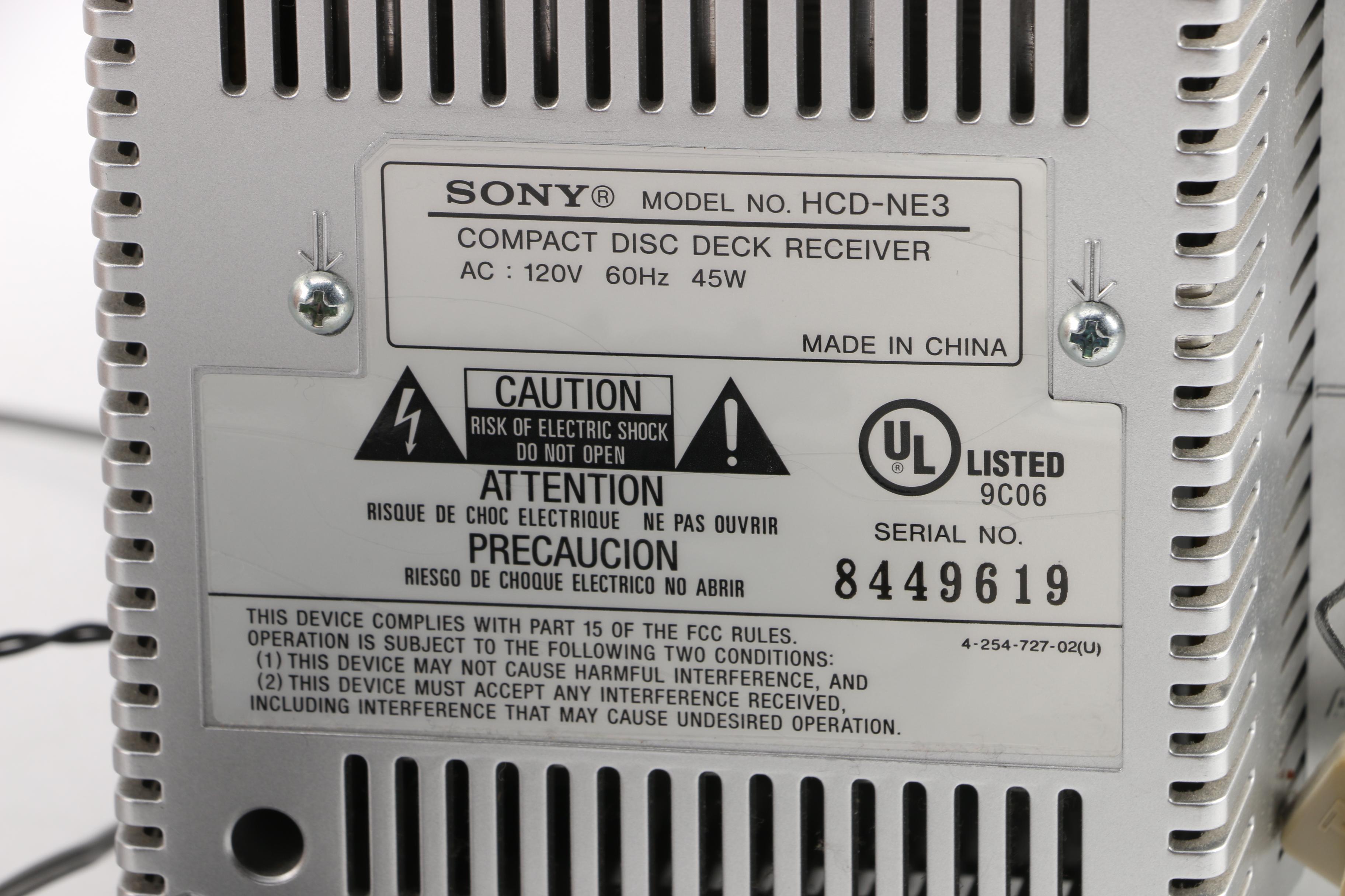 Sony HCD-NE3 Stereo System