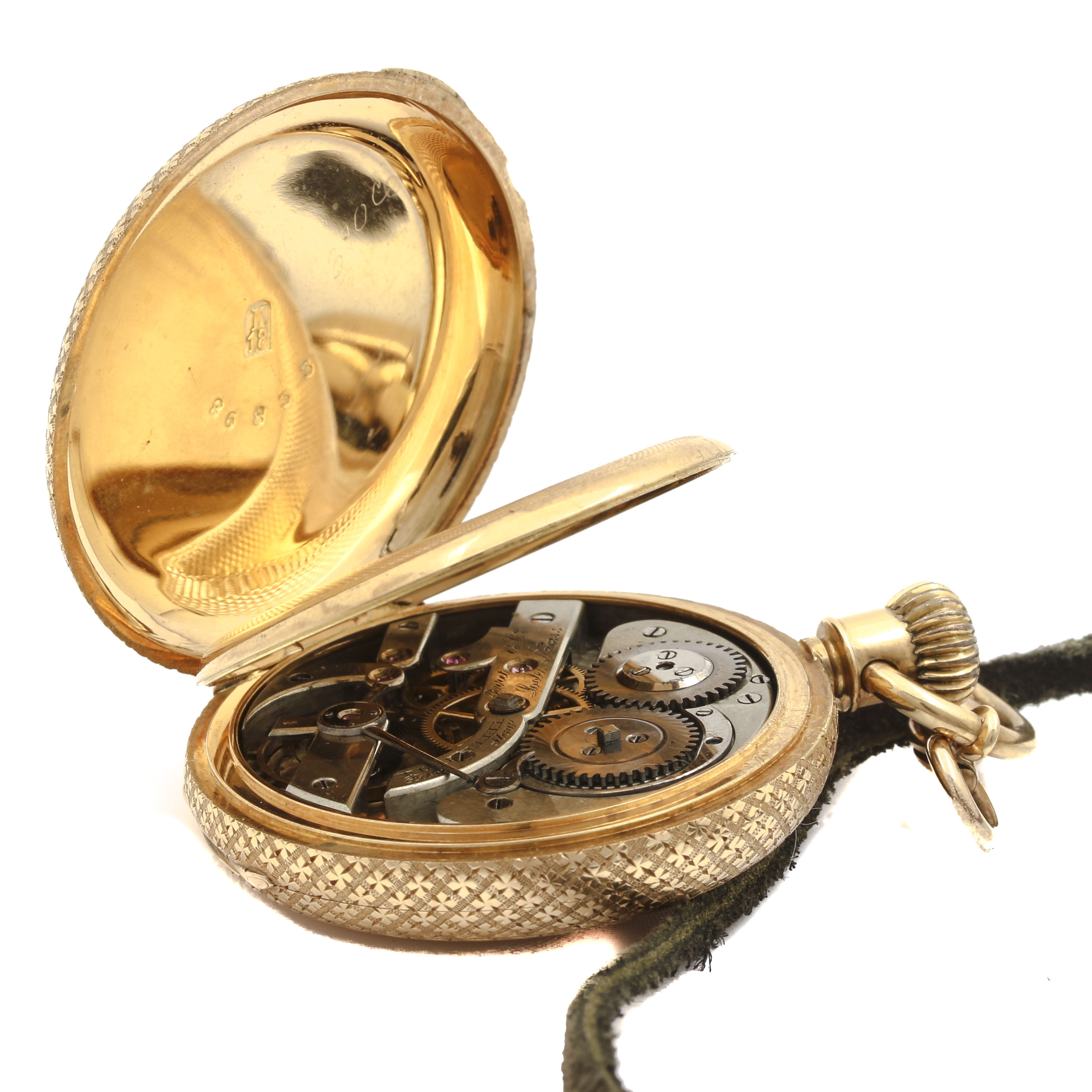 Vintage Perrit & Co 18K Yellow Gold Hunting Case Pocket Watch