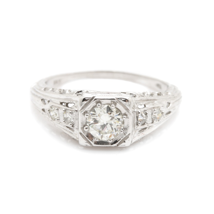 18K White Gold Diamond Ring