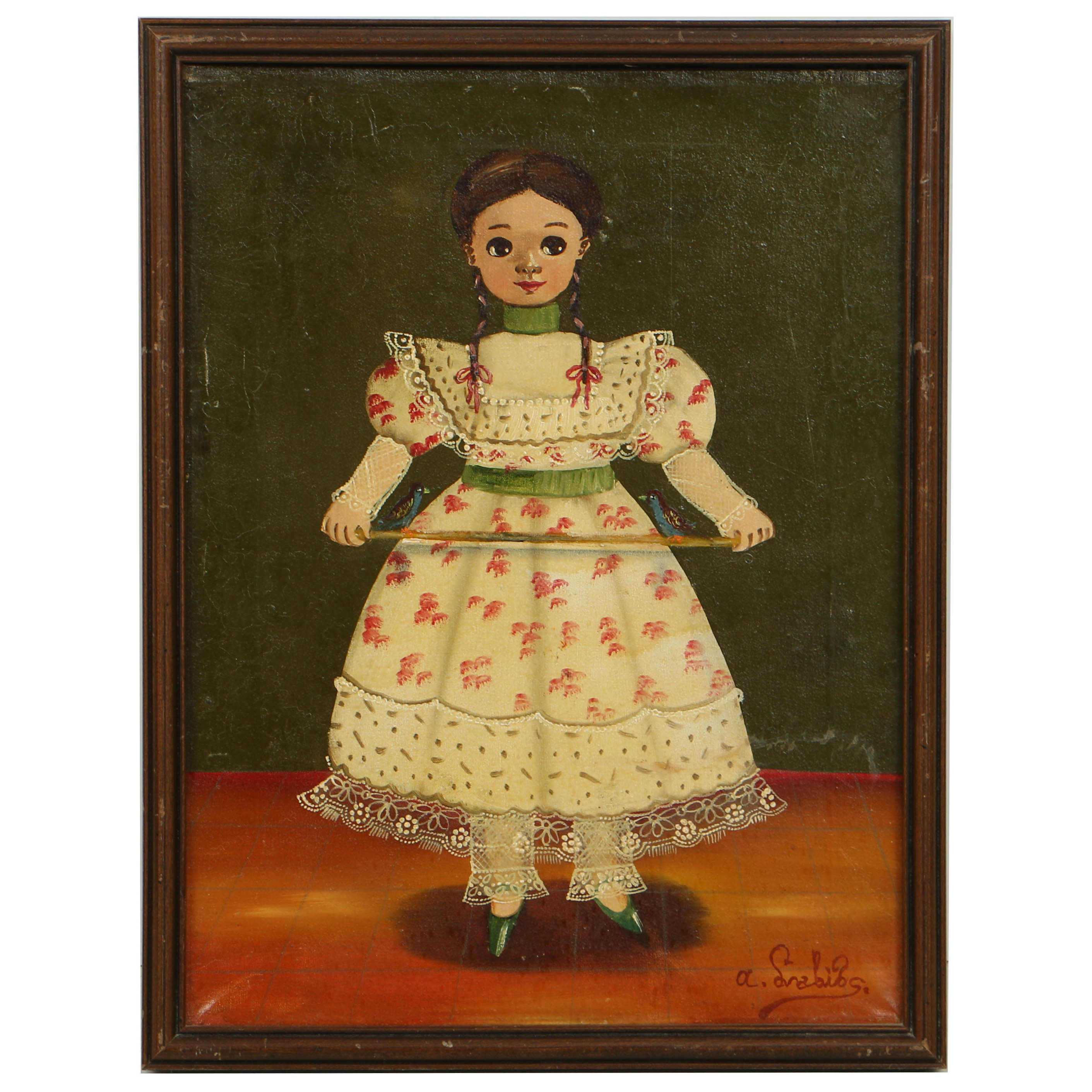 Agapito Labios Oil Painting on Canvas Girl in a Dress