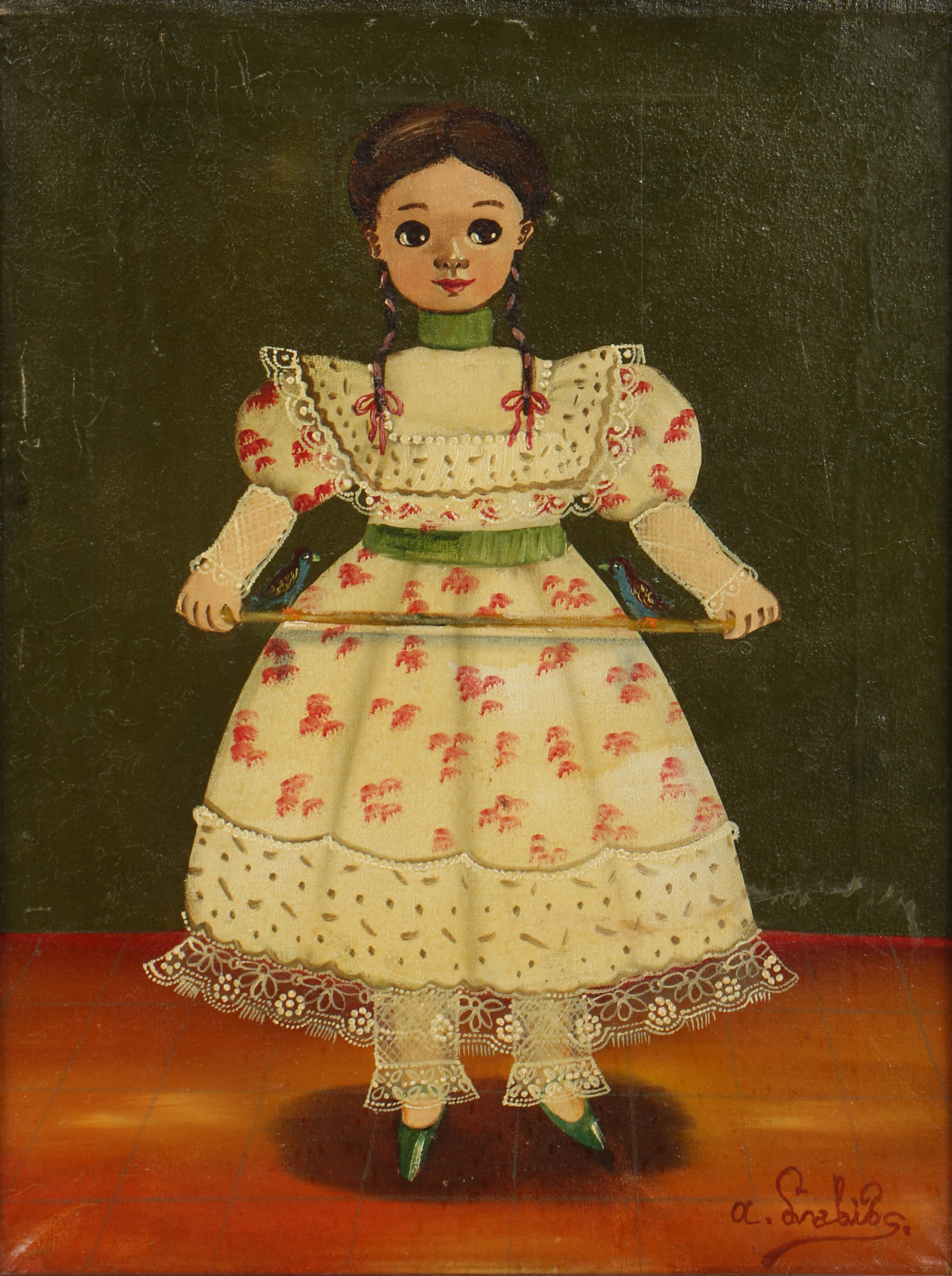 Agapito Labios Oil Painting on Canvas Girl in a Dress