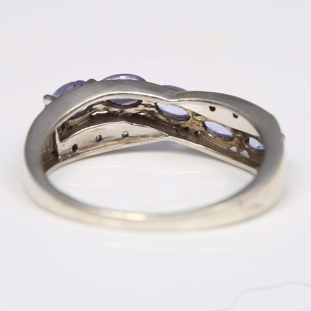 Sterling Silver 1.20 CTW Tanzanite and White Topaz Ring