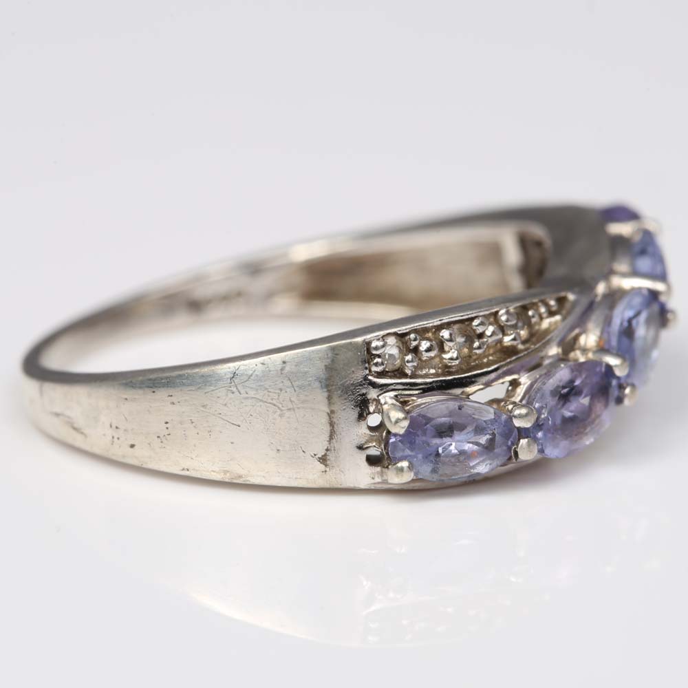 Sterling Silver 1.20 CTW Tanzanite and White Topaz Ring