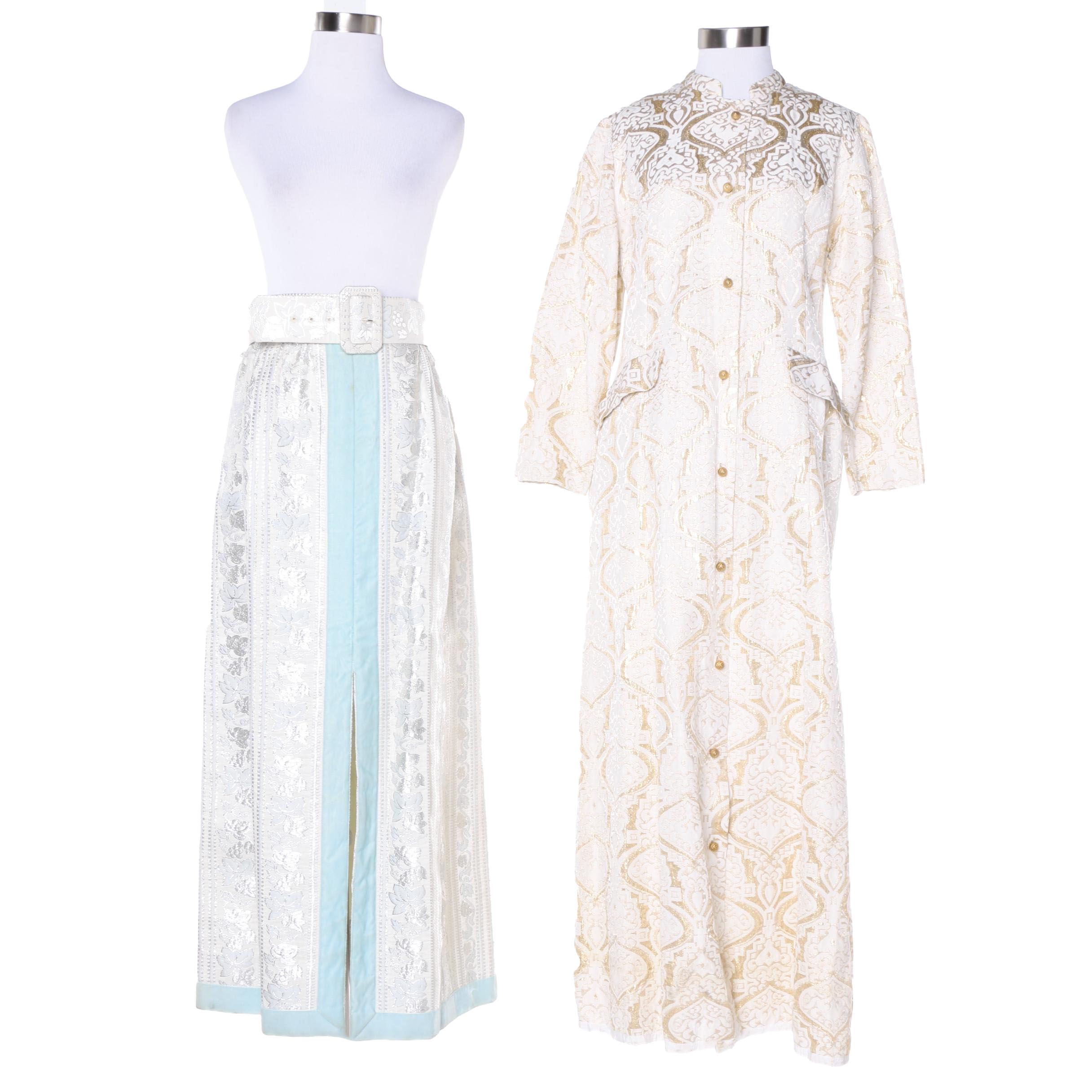 1970s Lillie Rubin Brocade Skirt and Evelyn Pearson House Coat