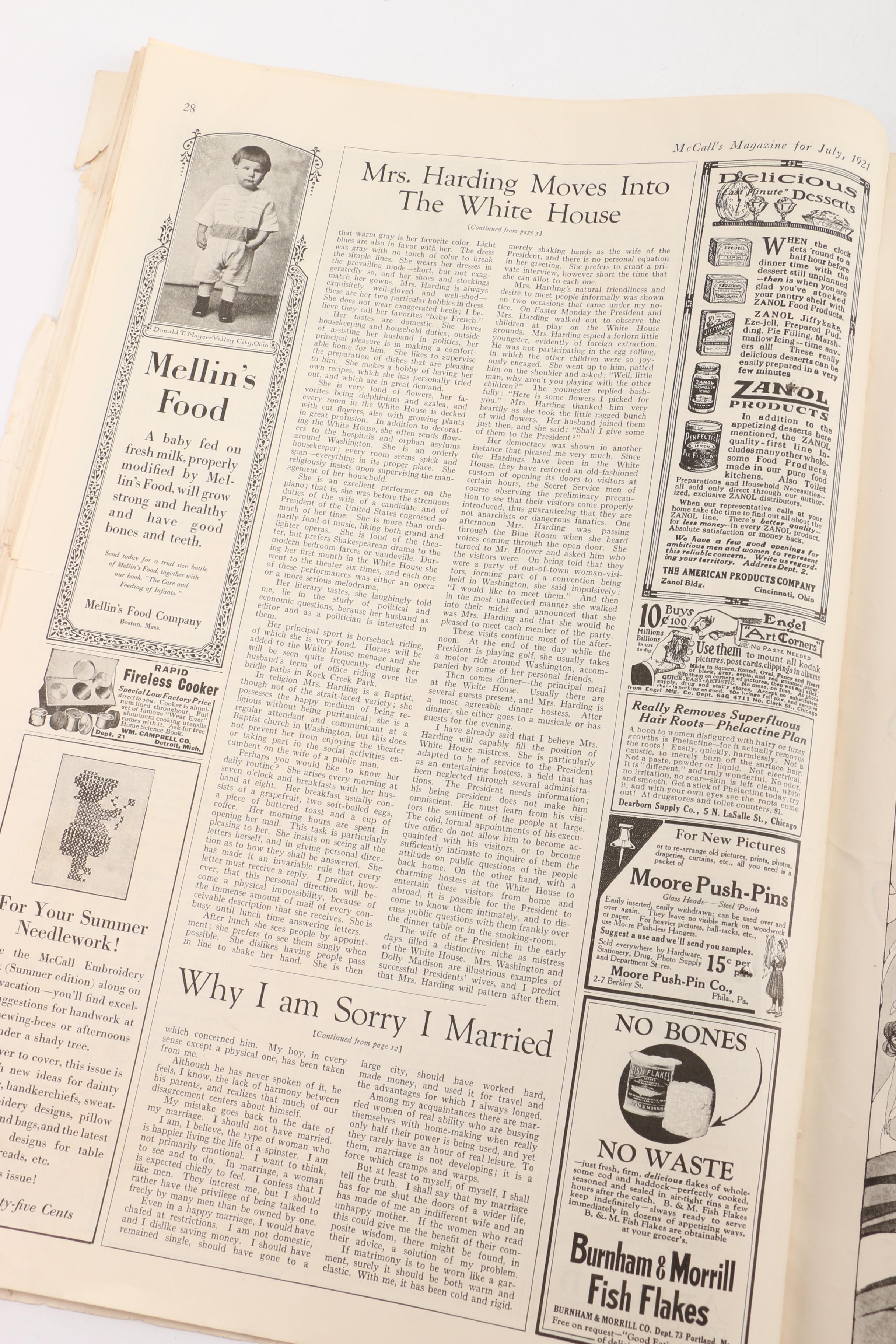 Vintage Florence Harding Memorabilia Including 1921 "McCall's" Magazine