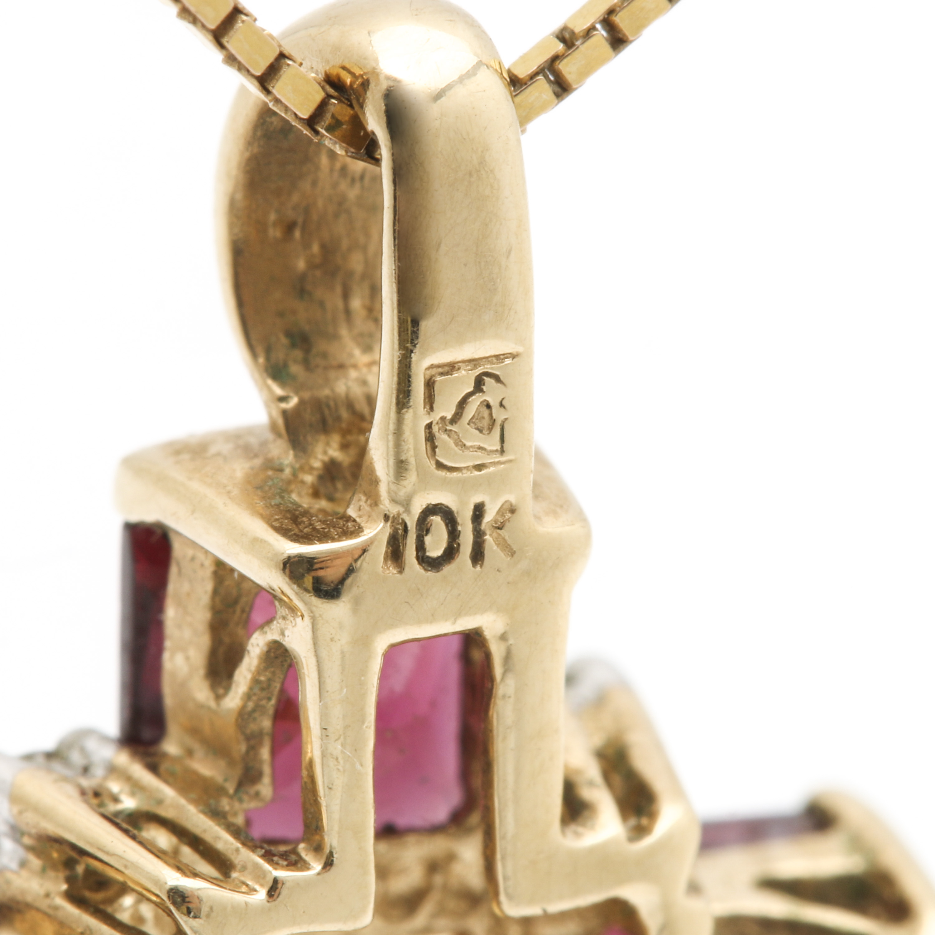 10K Yellow Gold Citrine, Garnet, and Diamond Cruciform Pendant Necklace