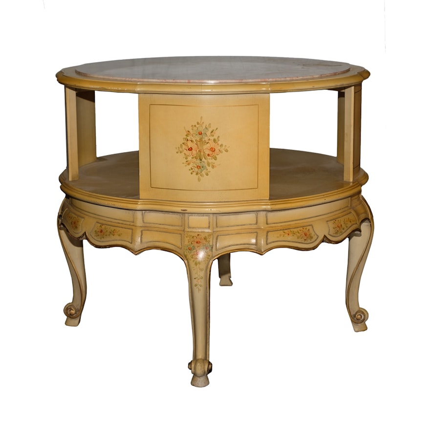 Louis XV Style Stone Top Accent Table